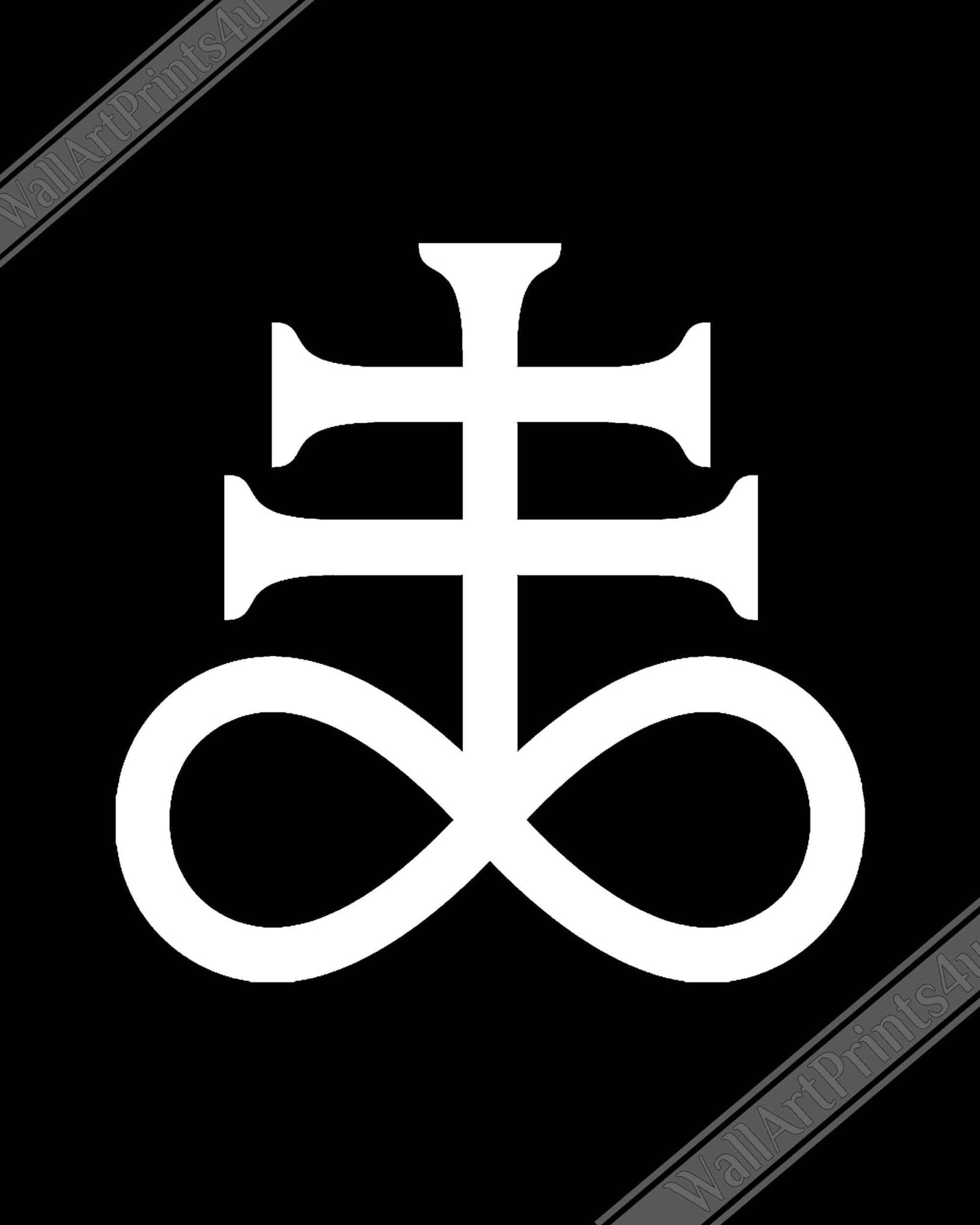 Leviathan Cross Poster White Black - Satan'S Cross Poster - Leviathan Cross Print White On Black - WallArtPrints4U