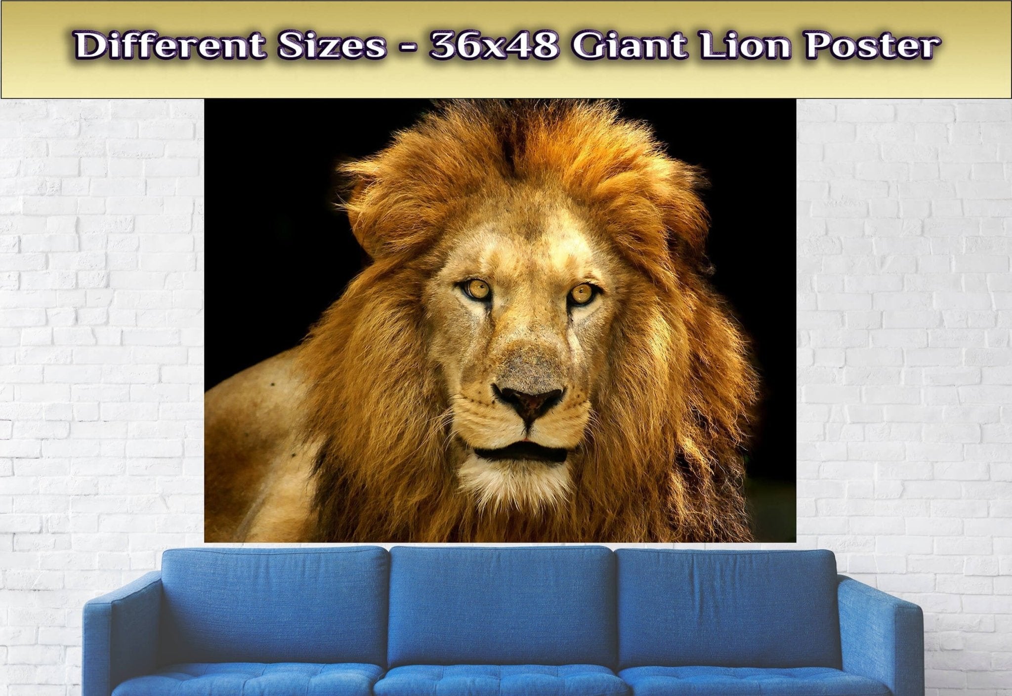 Lion Poster, Epic Lion Wall Art, Giant Lion Poster, Various Sizes, Big Lion Poster Art - WallArtPrints4U