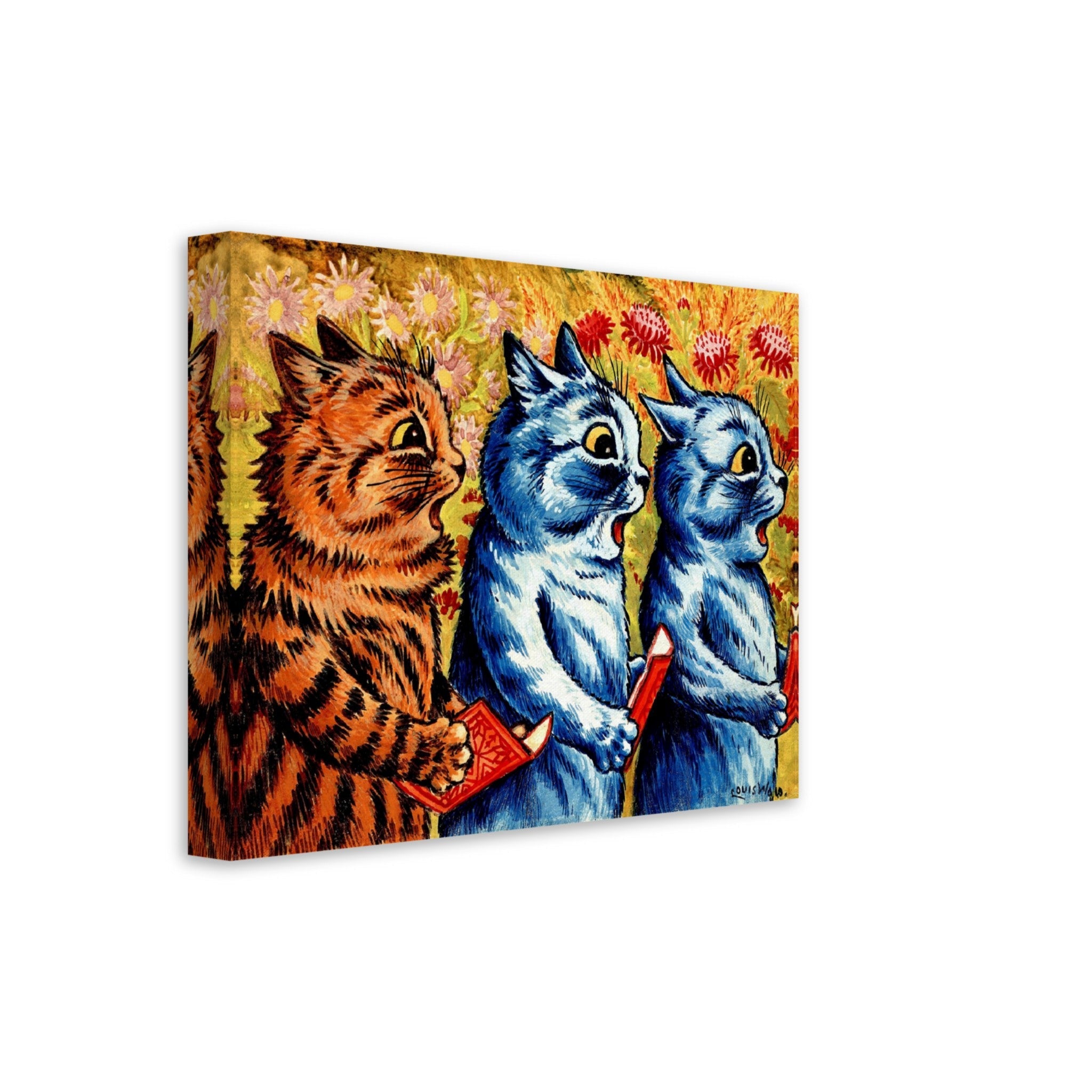 Louis Wain Canvas - 3 Cats Singing - Louis Wain Cat Canvas Print - WallArtPrints4U