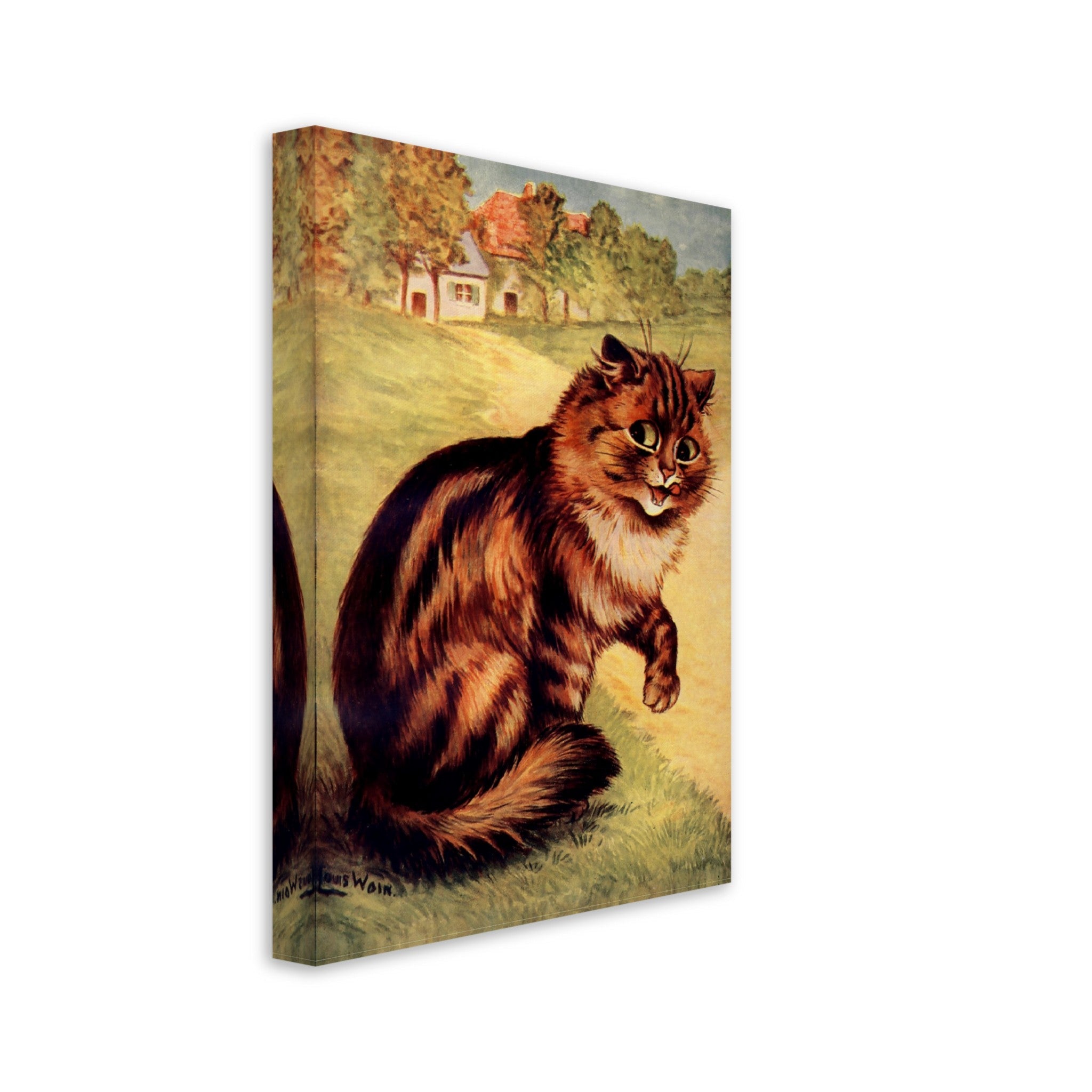 Louis Wain Canvas - Our Darlings Cat - Louis Wain Cat Canvas Print - Long Haired Tabby - WallArtPrints4U