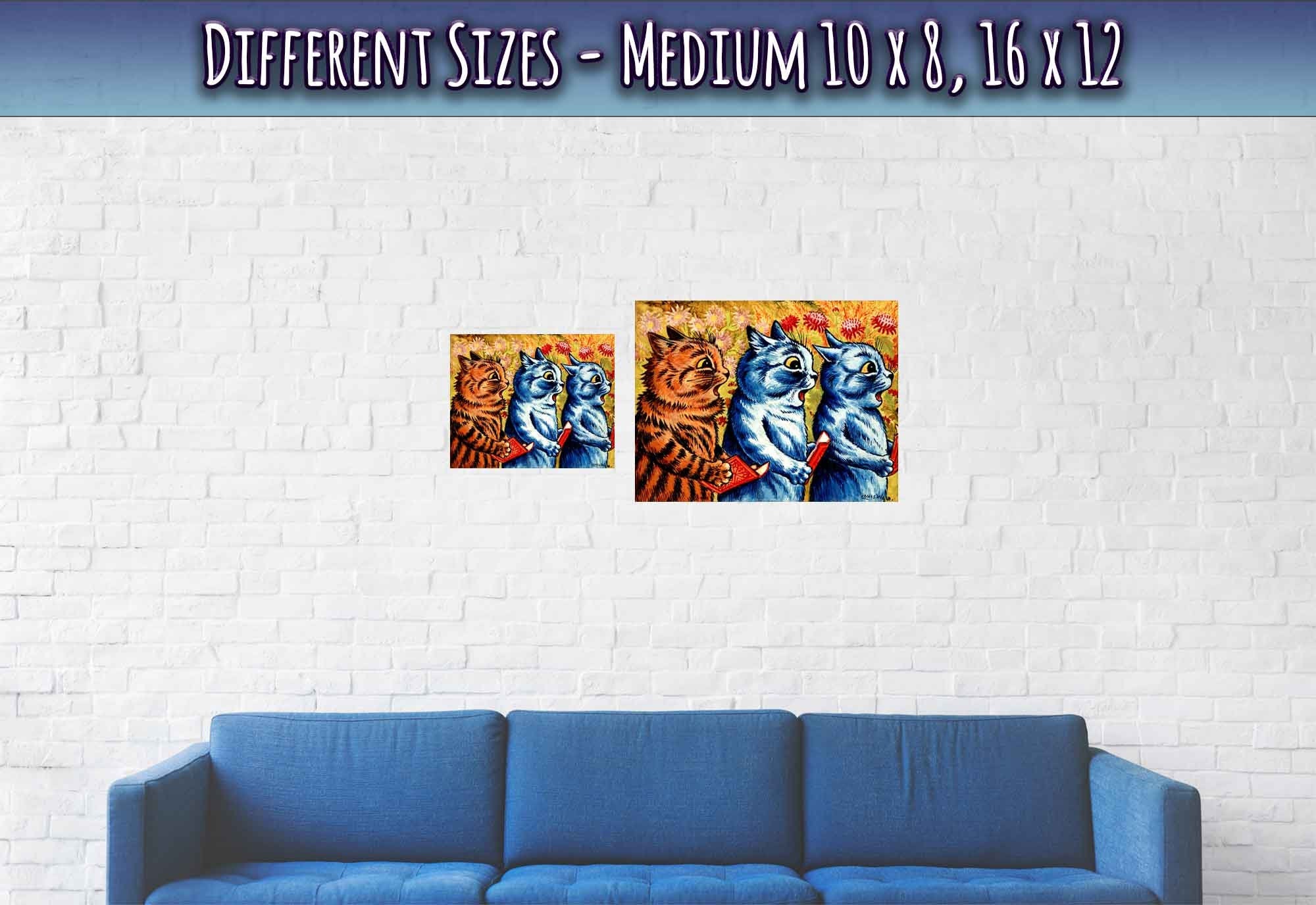 Louis Wain Cat Print/Three Cats Singing - WallArtPrints4U