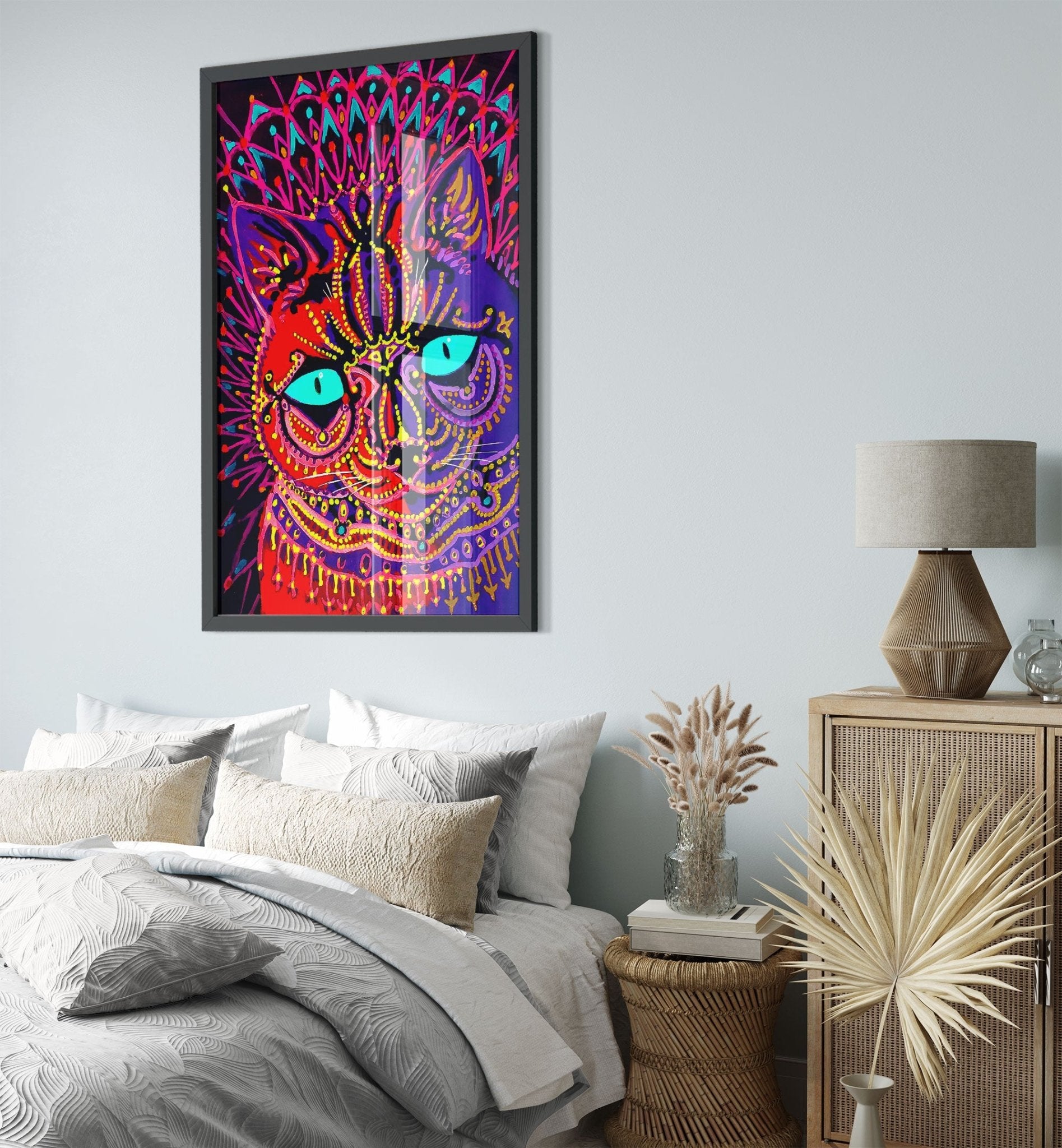Louis Wain Framed, Kaleidoscopic Psychedelic Cat - Louis Wain Framed Print - WallArtPrints4U