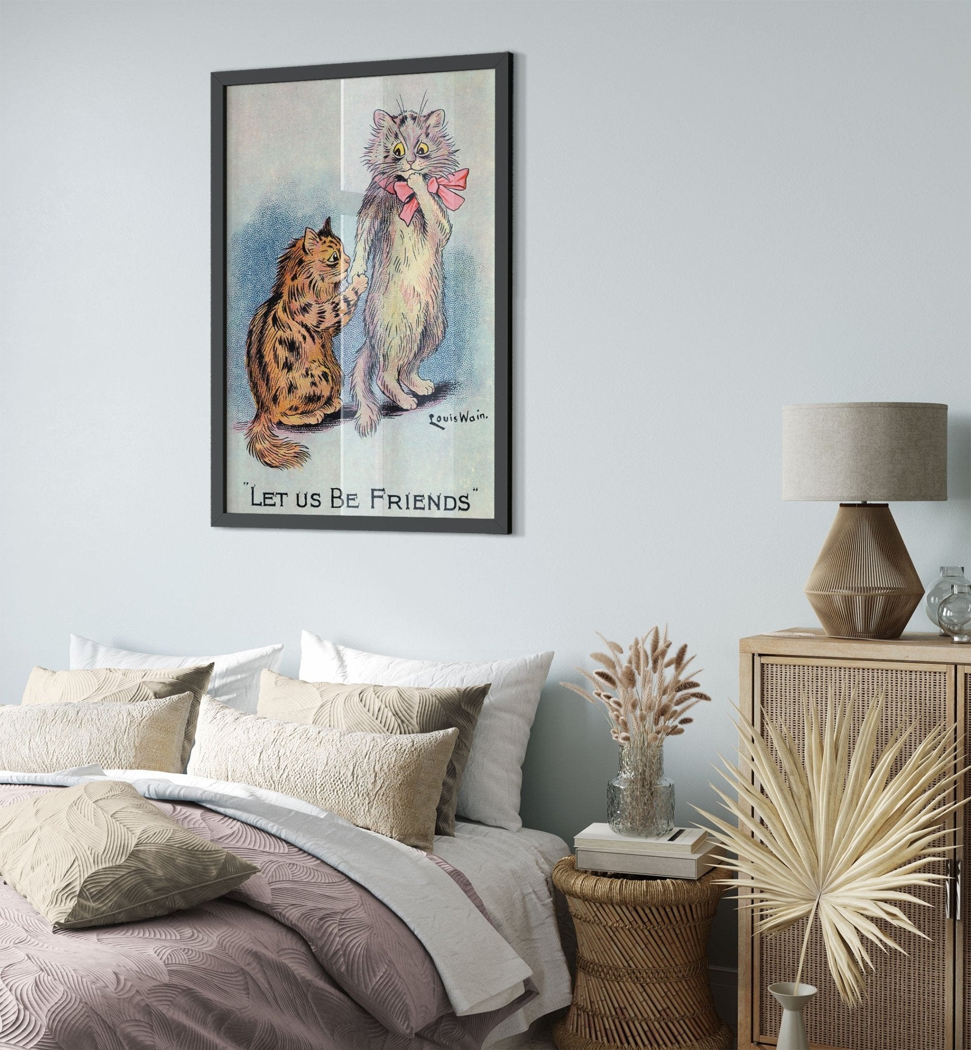 Louis Wain Framed - Lets Be Friends Cats - Louis Wain Cat Framed Print - WallArtPrints4U