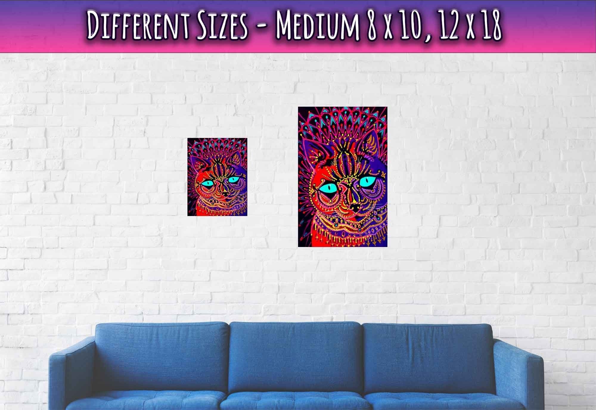 Louis Wain Poster, Kaleidoscopic Psychedelic Cat - Louis Wain Print - WallArtPrints4U
