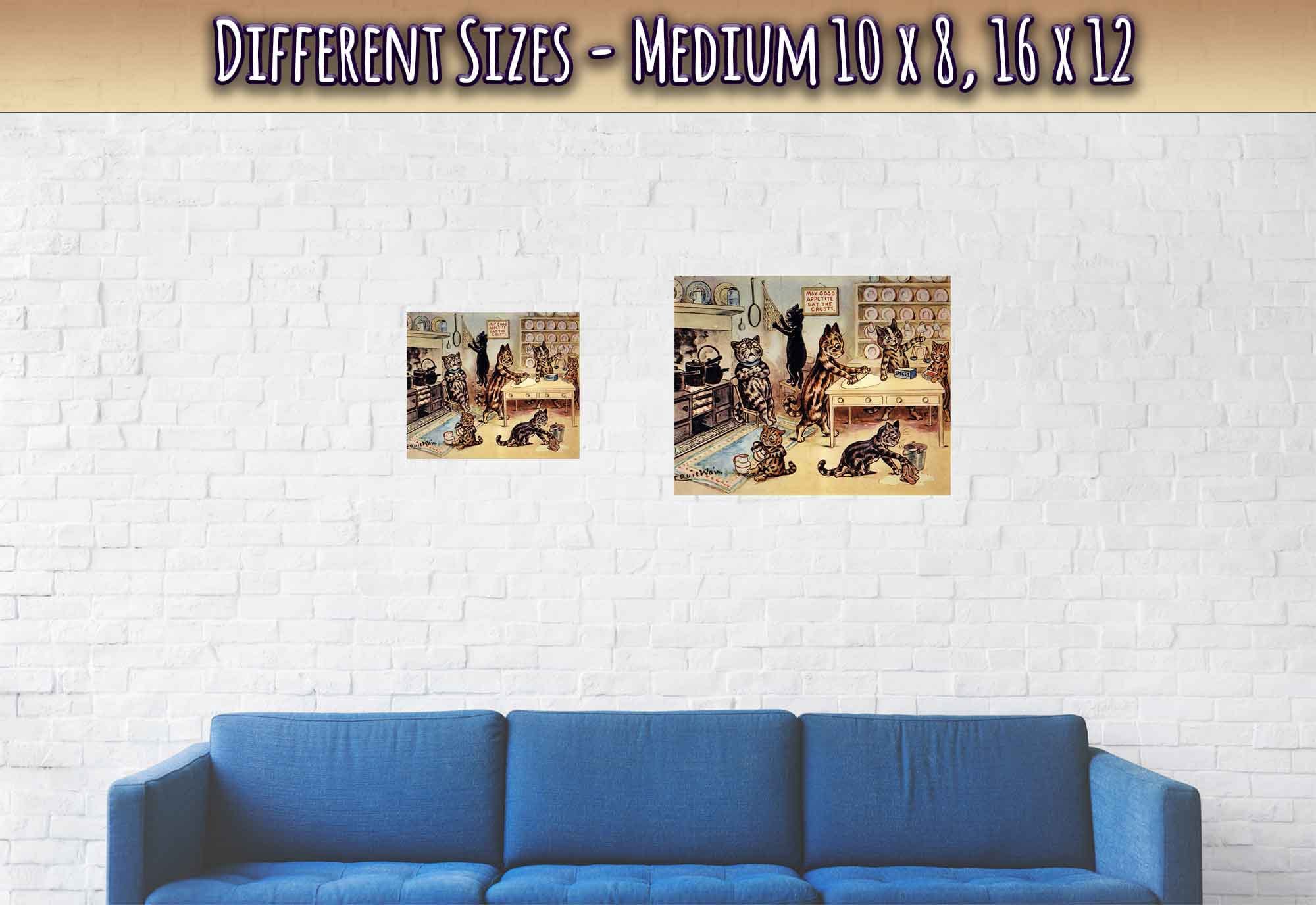 Louis Wain Poster - Kittens In The Kitchen - Louis Wain Cat Print - WallArtPrints4U