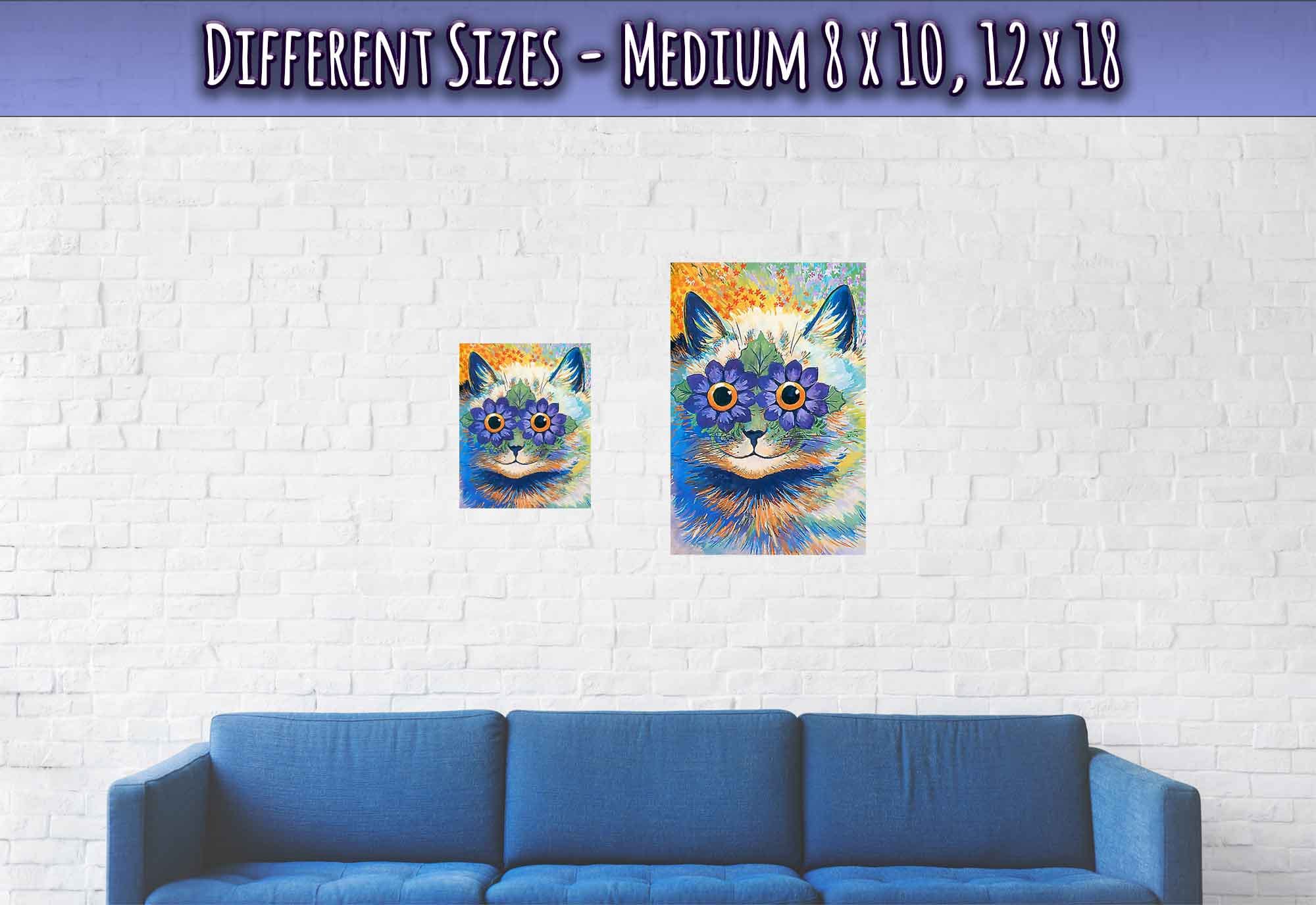 Louis Wain Print - Flower Power Cat - Louis Wain Cat Poster - WallArtPrints4U