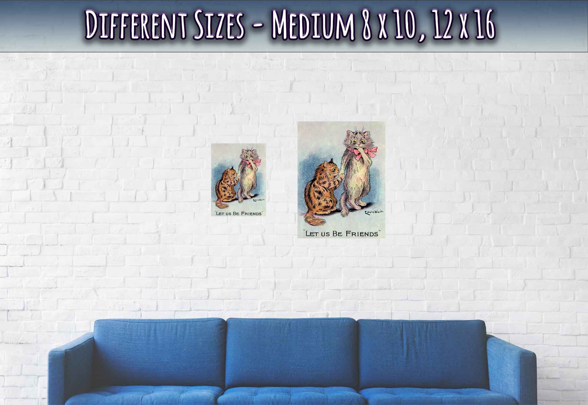 Louis Wain Print - Lets Be Friends Cats - Louis Wain Cat Poster - WallArtPrints4U