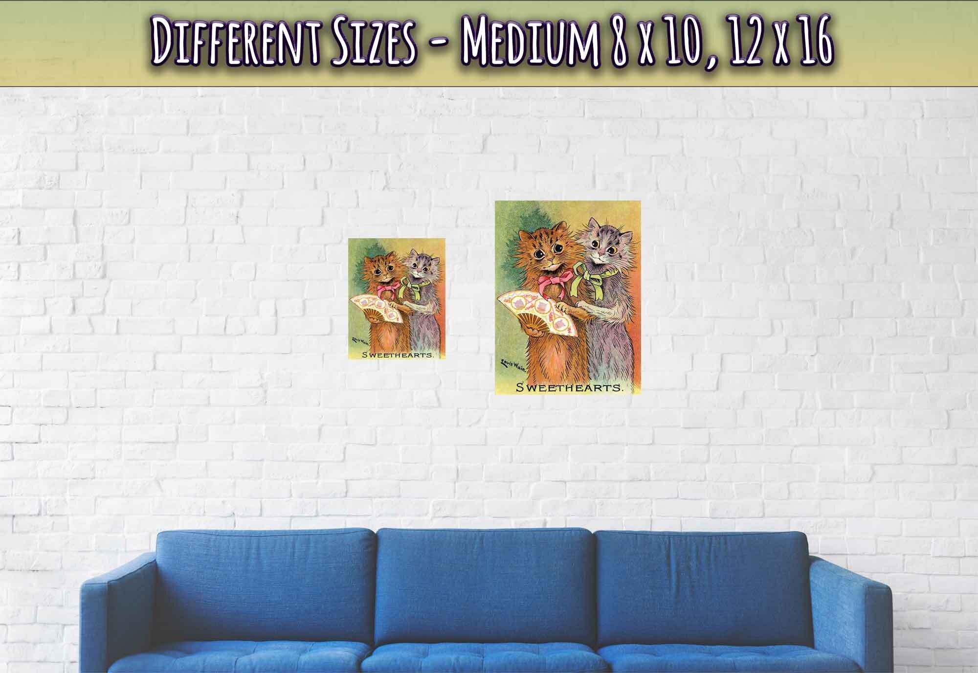 Louis Wain Print - Sweethearts Cats - Louis Wain Cat Poster, Cats With Fan - WallArtPrints4U