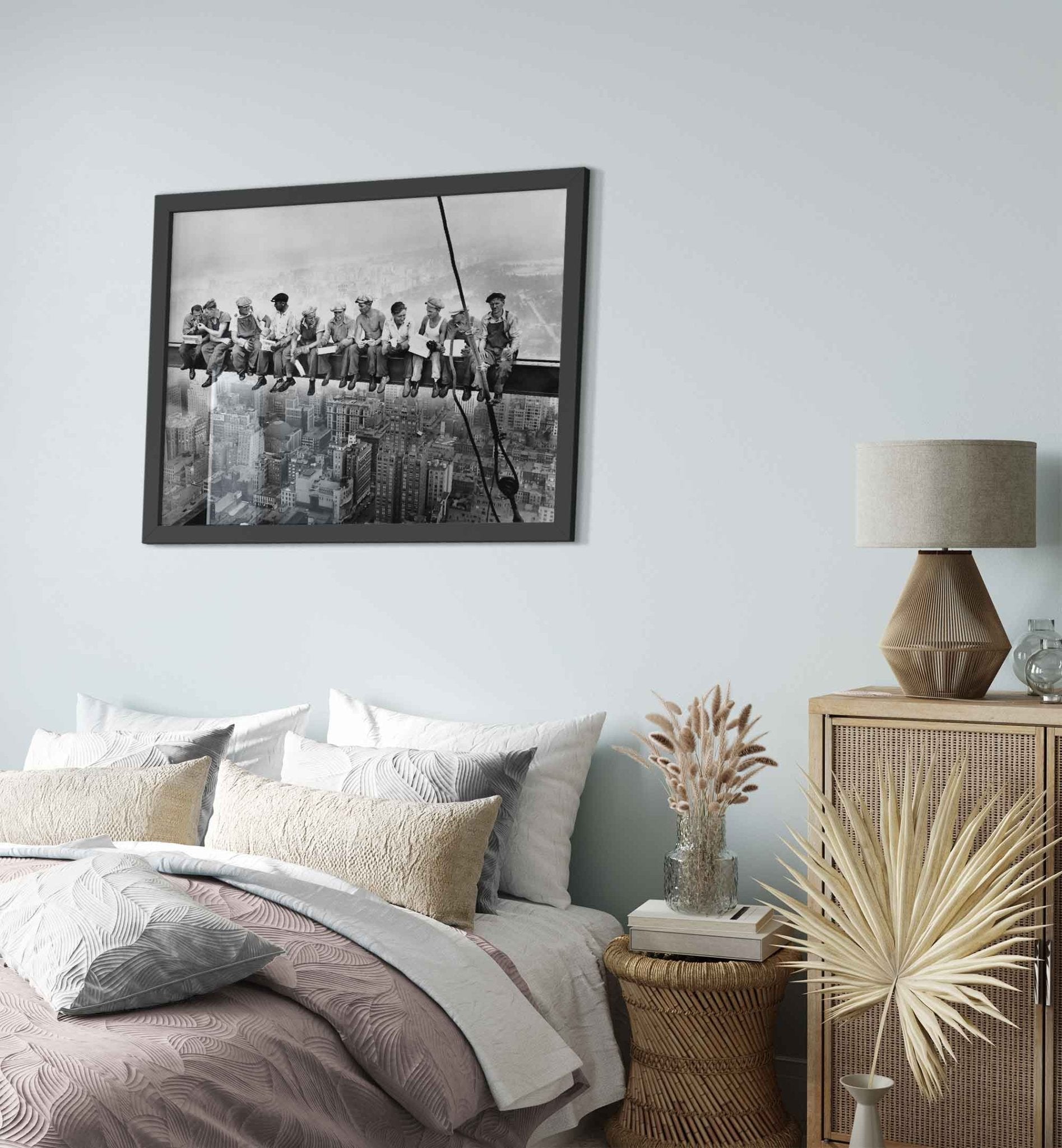 Lunch Atop A Skyscraper Framed Print, Lunch On A Beam, Vintage Framed From 1932 New York Construction Workers, - WallArtPrints4U