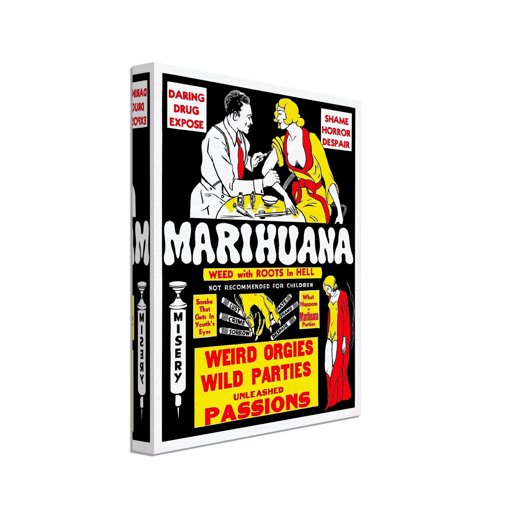 Marijuana Propaganda Canvas, "Scary" Cannabis Propaganda - Marijuana Propaganda Canvas Print - WallArtPrints4U