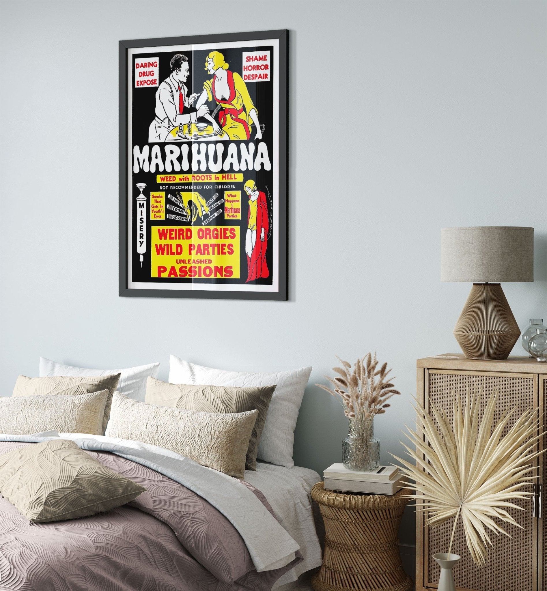 Marijuana Propaganda Framed, "Scary" Cannabis Propaganda - Marijuana Propaganda Framed Print UK, EU USA Domestic Shipping - WallArtPrints4U