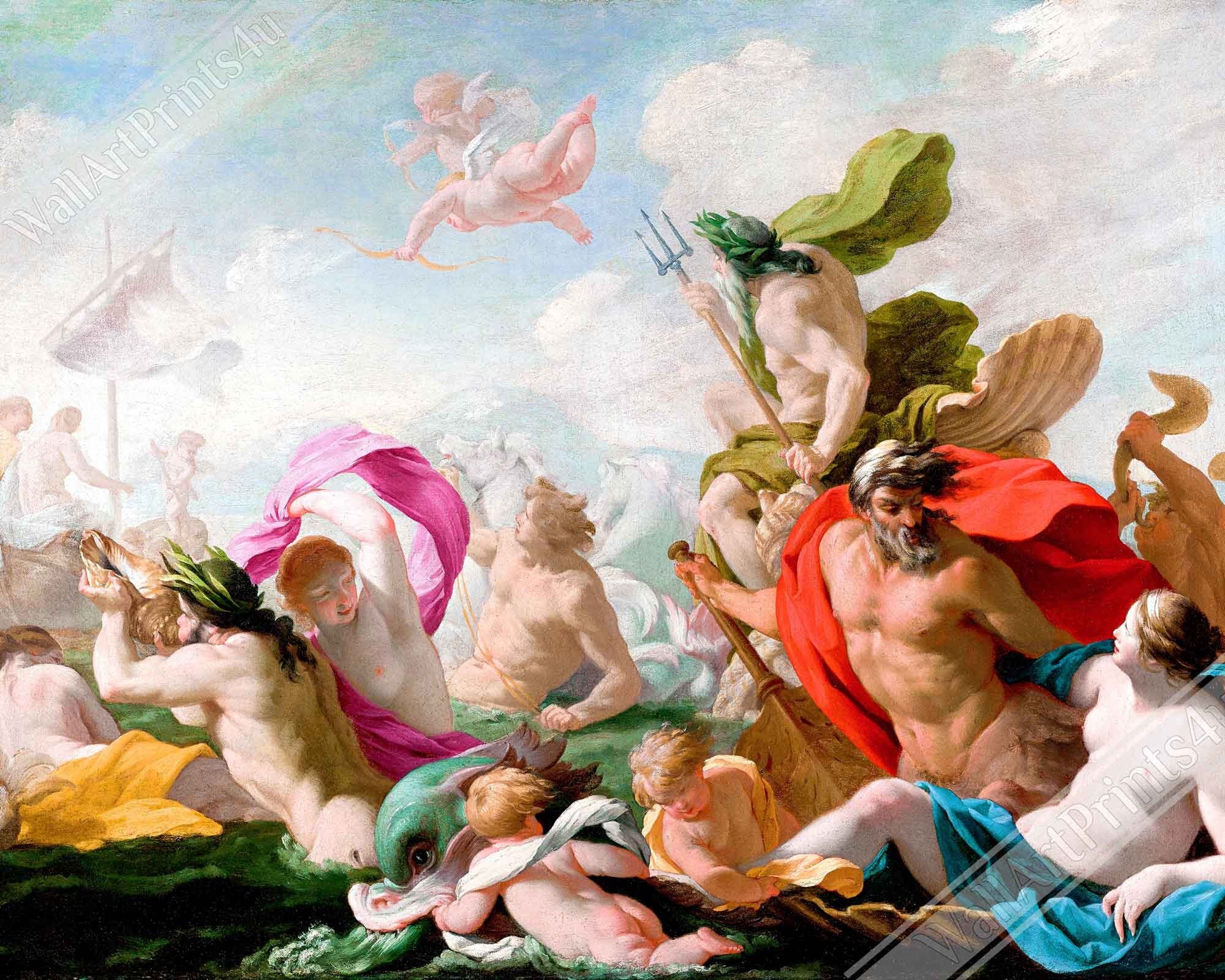 Marine Gods Homage To Love Framed Eustache Le Sueur Framed Print - WallArtPrints4U