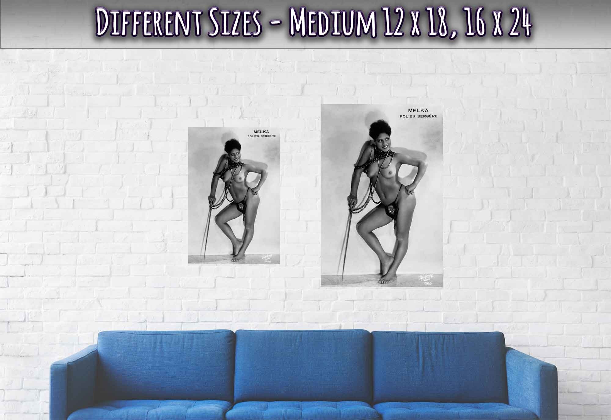 Melka Nude Folie Bergere Poster Topless Folie Bergere Black Woman Pin Up - WallArtPrints4U