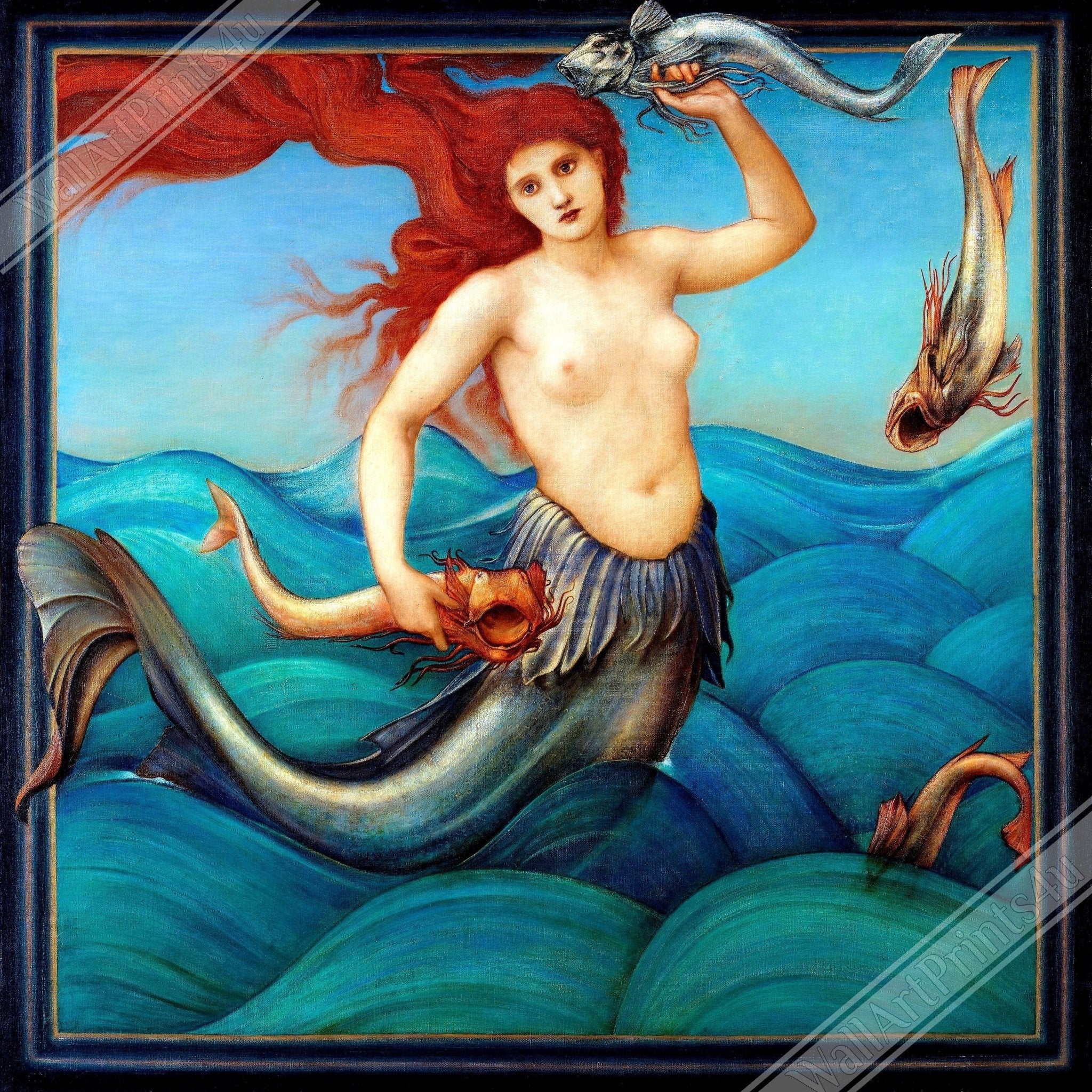 Mermaid Framed Print - Bathroom Framed Print - Mermaid Framed Edward Burne Jones - WallArtPrints4U