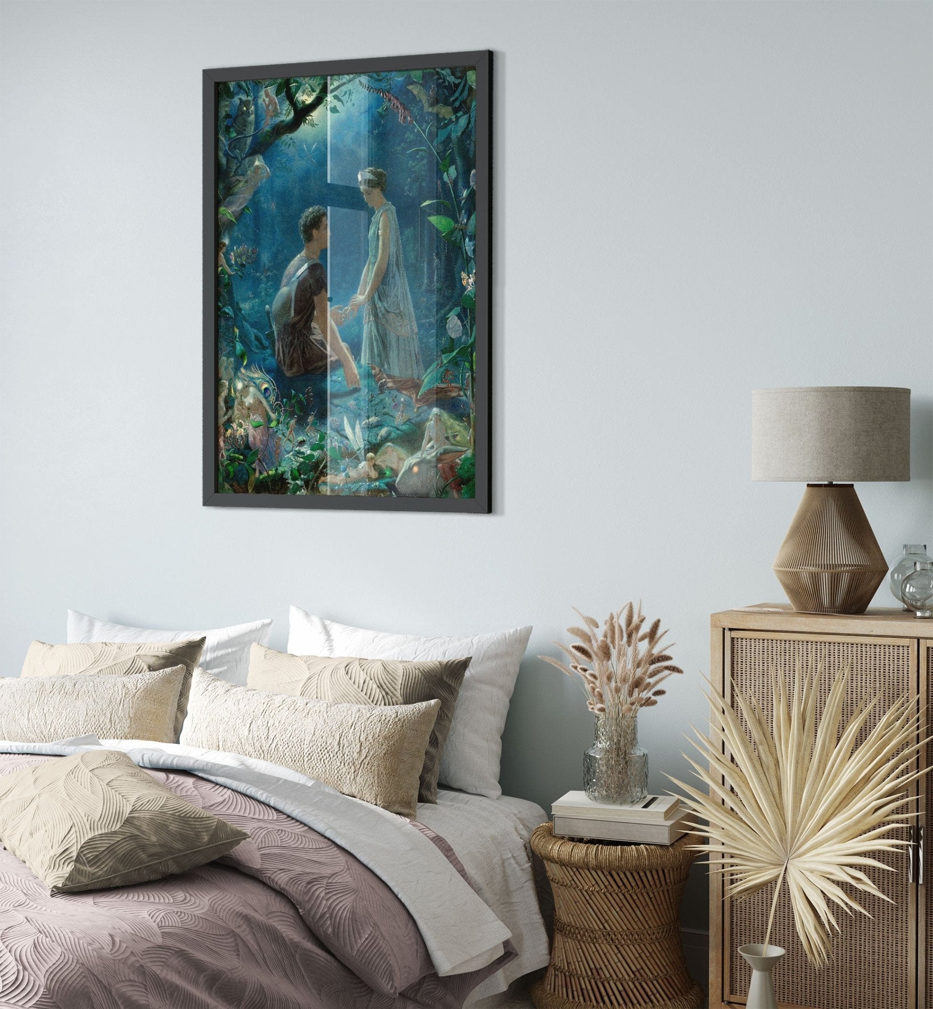 Midsummer Nights Dream Framed Print Framed, Hermia & Lysander In Love, John Simmons 1870. - WallArtPrints4U