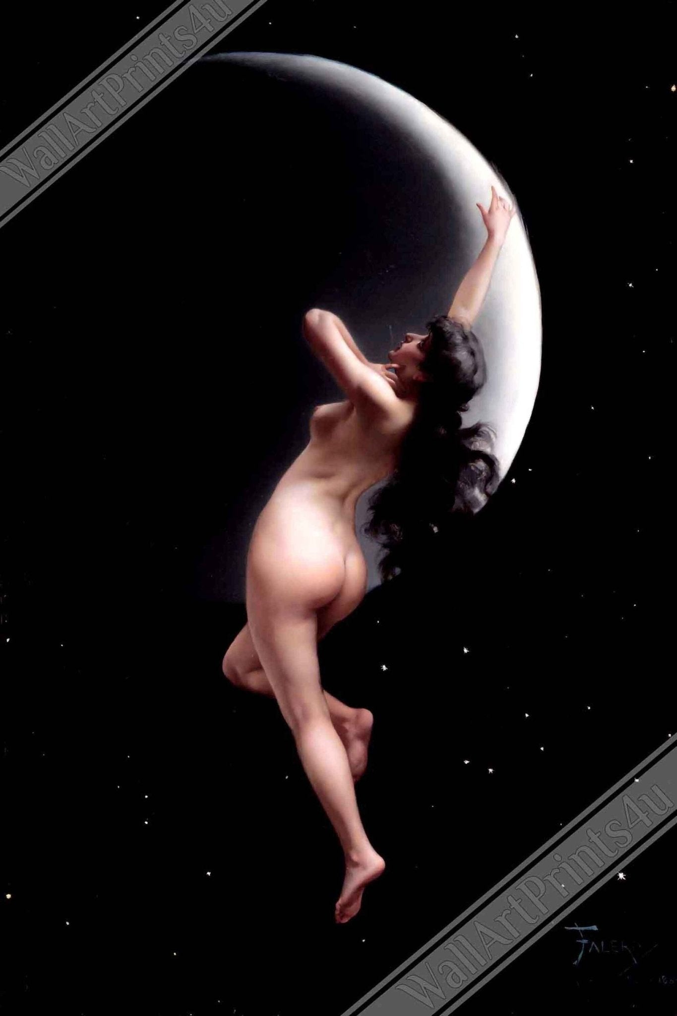 Moon Nymph Canvas - Naked Magic Moon Nymph Luis Ricardo Falero Canvas - WallArtPrints4U