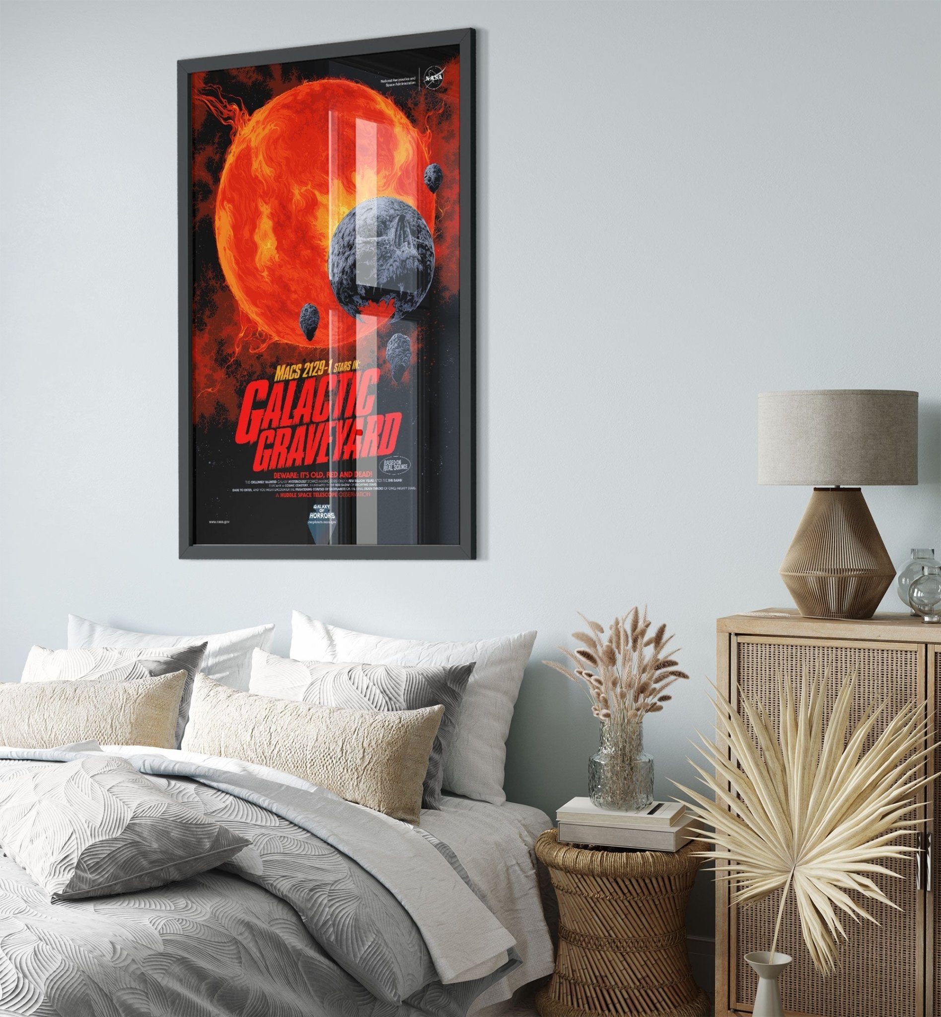 Nasa Galactic Graveyard Framed - Vintage Nasa Galactic Horror Vintage Movie Comic Horror Style Designed By Nasa - WallArtPrints4U