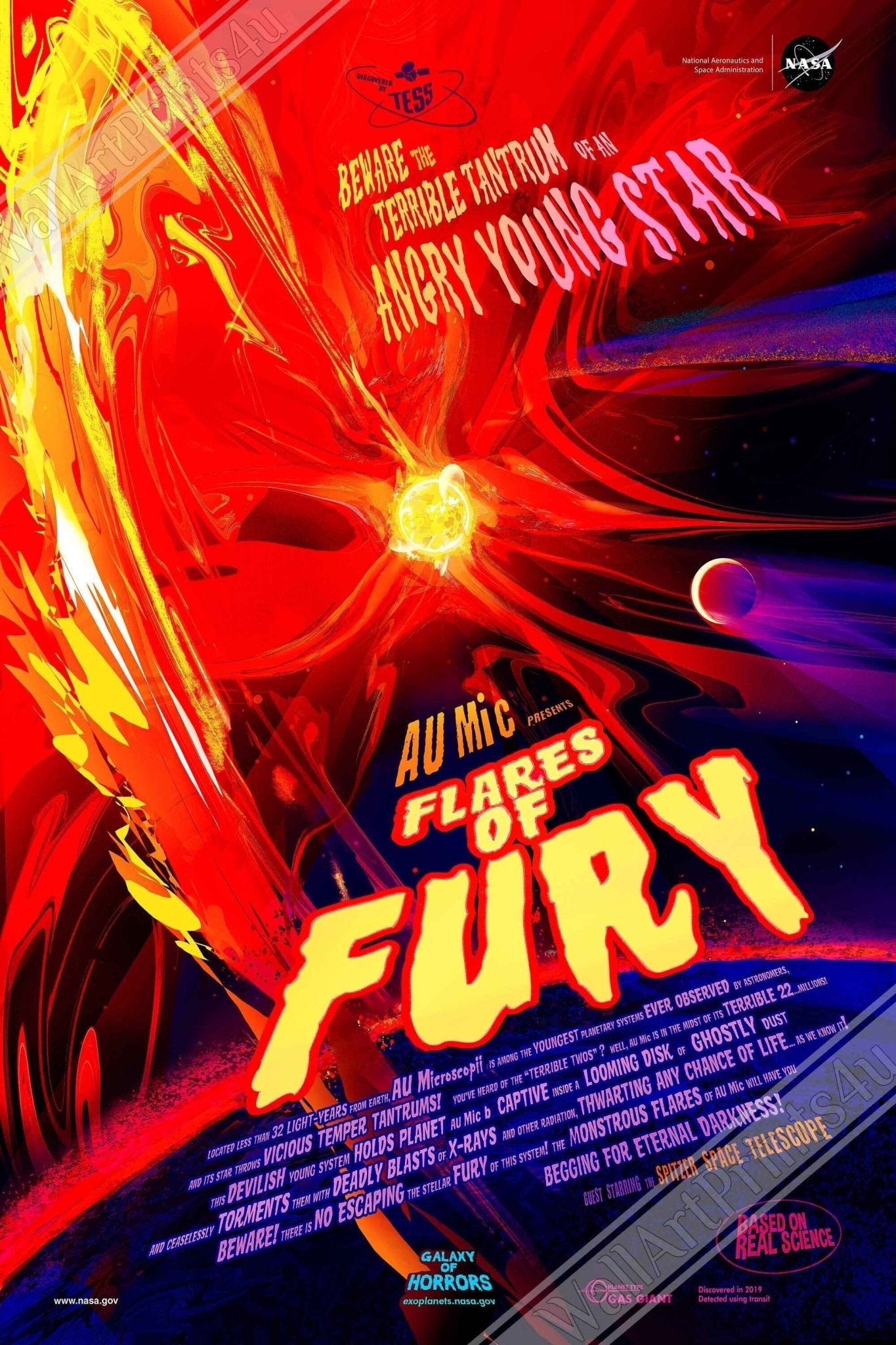 Nasa Star Framed - Vintage Nasa Space Framed Young Star Flames Of Fury Designed By Nasa - WallArtPrints4U