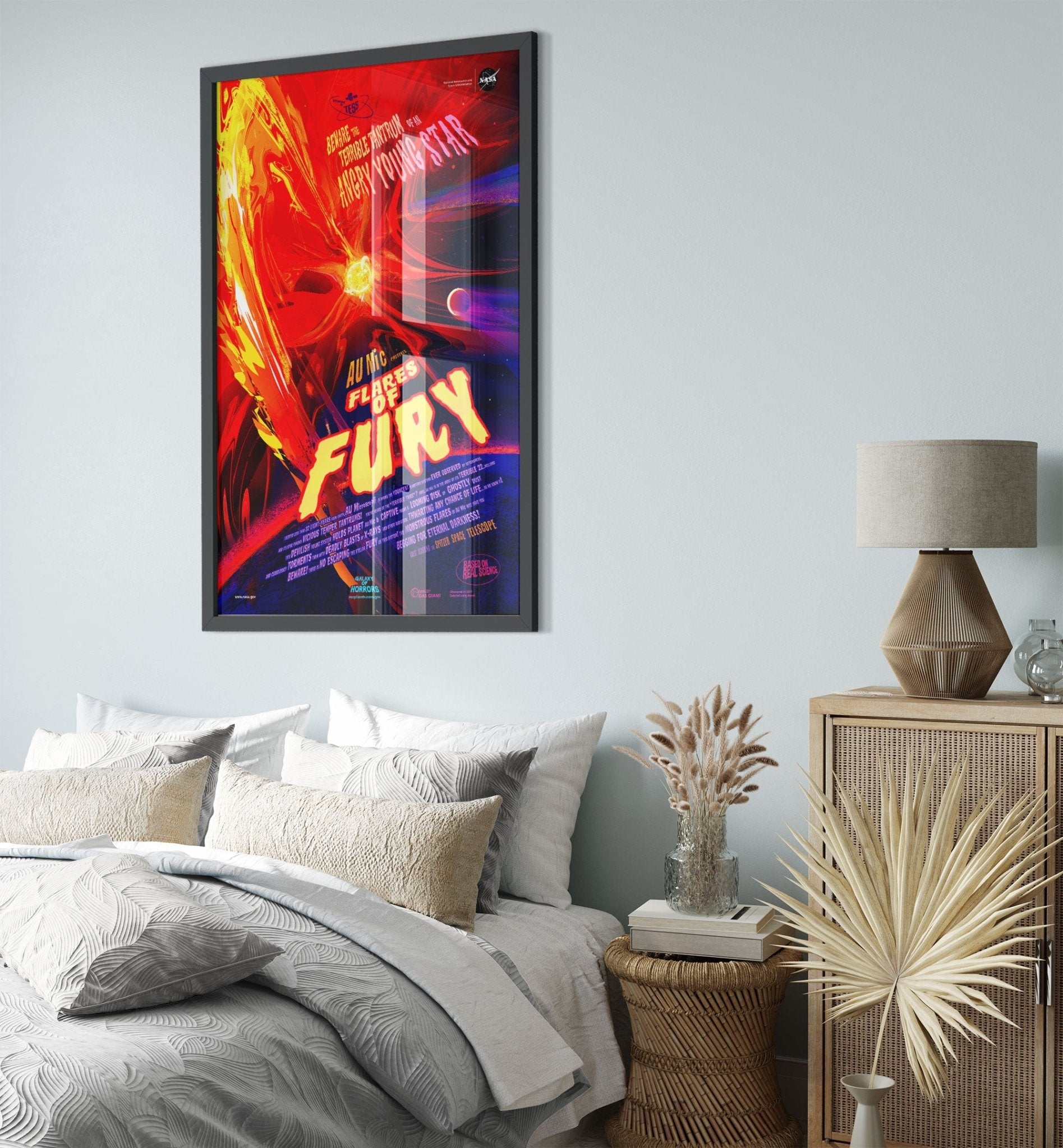 Nasa Star Framed - Vintage Nasa Space Framed Young Star Flames Of Fury Designed By Nasa - WallArtPrints4U