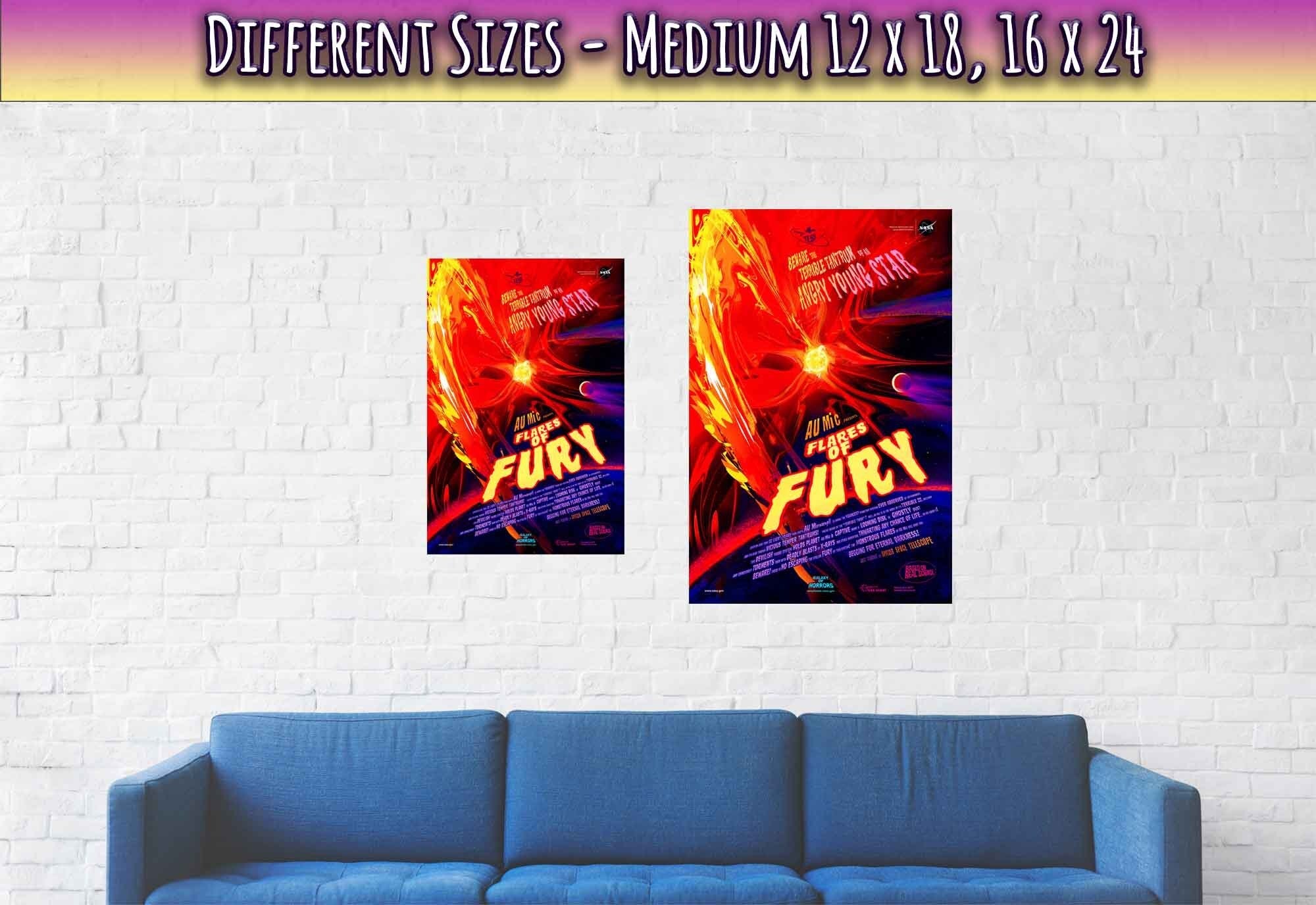 Nasa Star Poster - Vintage Nasa Space Poster Young Star Flames Of Fury Designed By Nasa - WallArtPrints4U