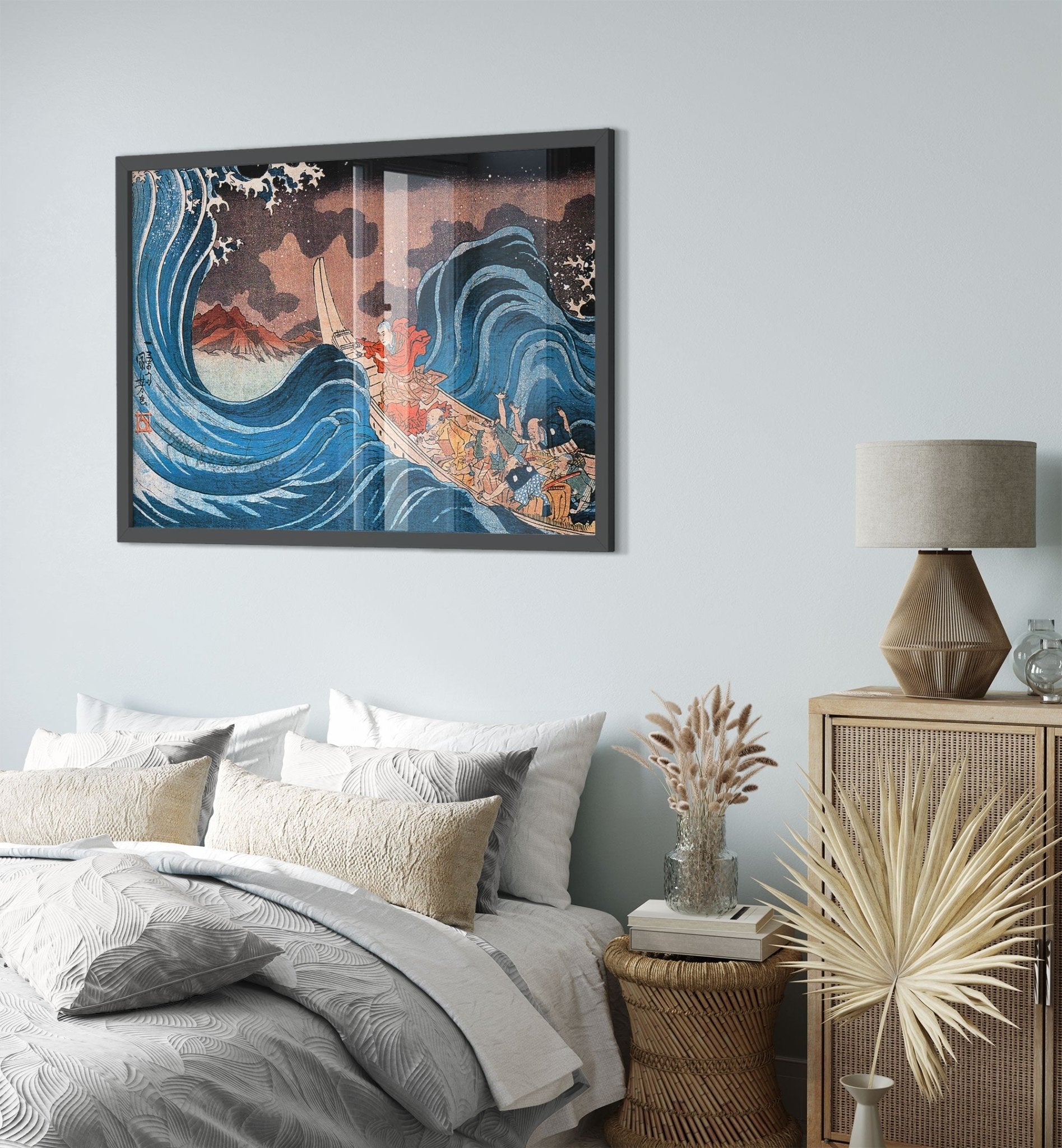 Nichiren Buddhism Framed Print, Nichiren Buddha Calms The Storm In Kakuda Framed - WallArtPrints4U