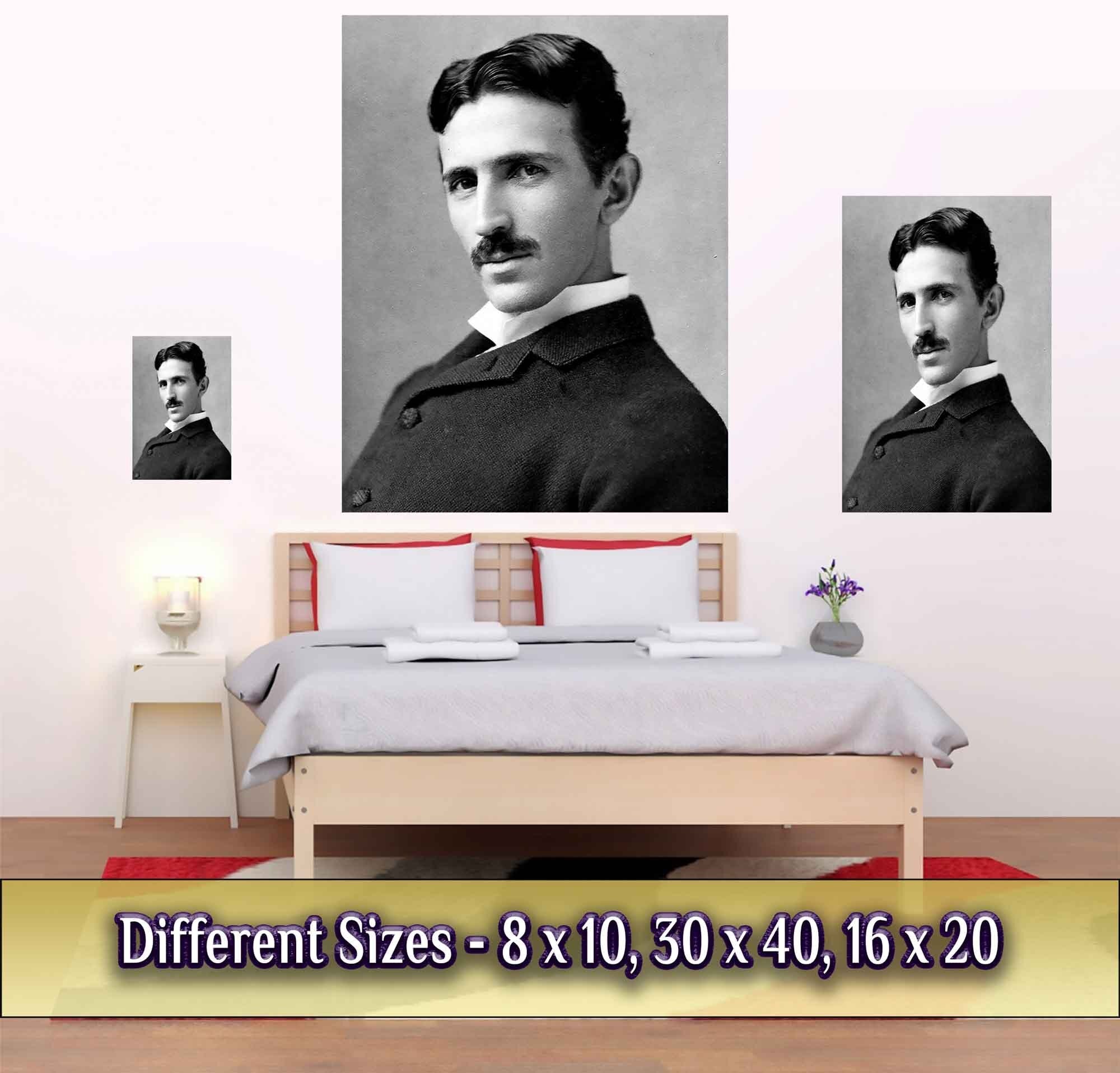 Nikola Tesla Poster, Rival Genius To Einstein Vintage Photo Nikola Tesla Print Nicknamed The Mad Scientist - WallArtPrints4U