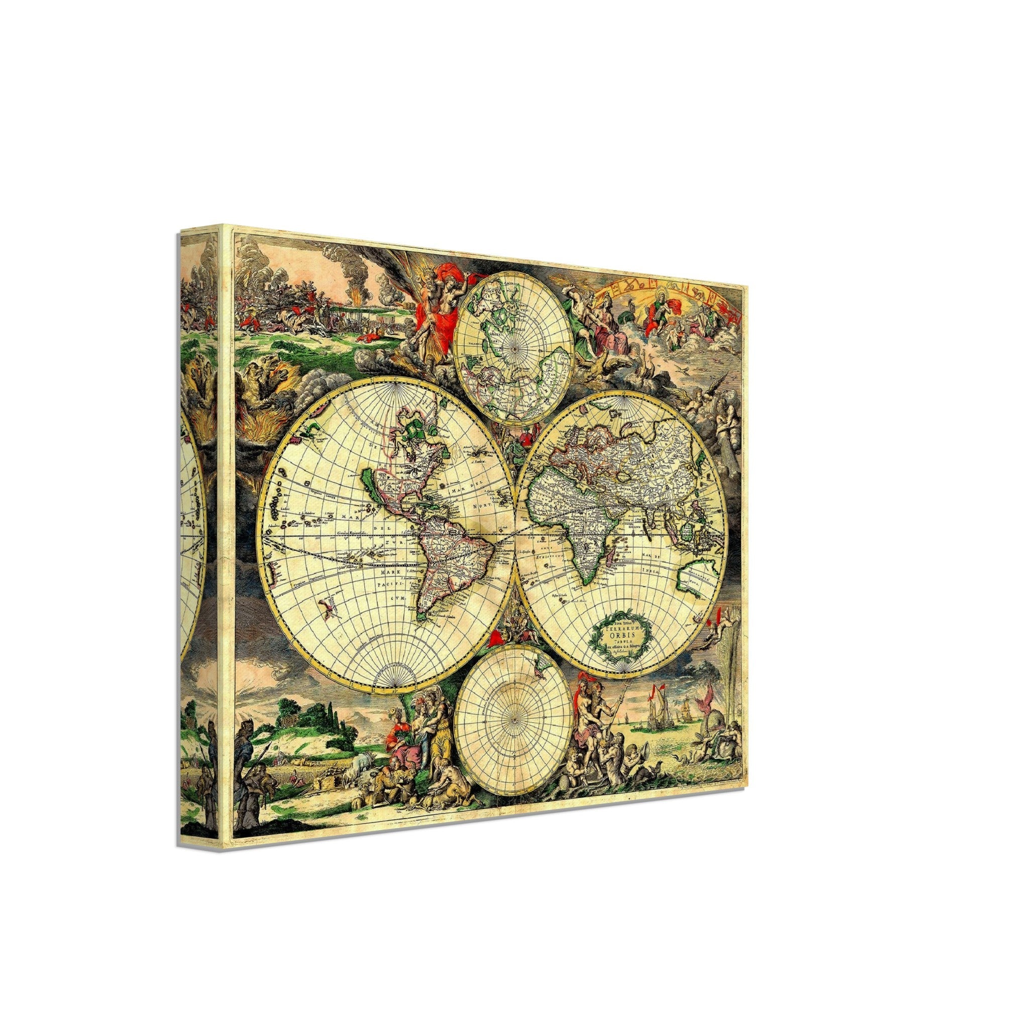 Old World Map Canvas, Vintage World Map Canvas Print From 1689, Terrarum Orbis Tabula Amstelodami, Gerard Van Schagen - WallArtPrints4U