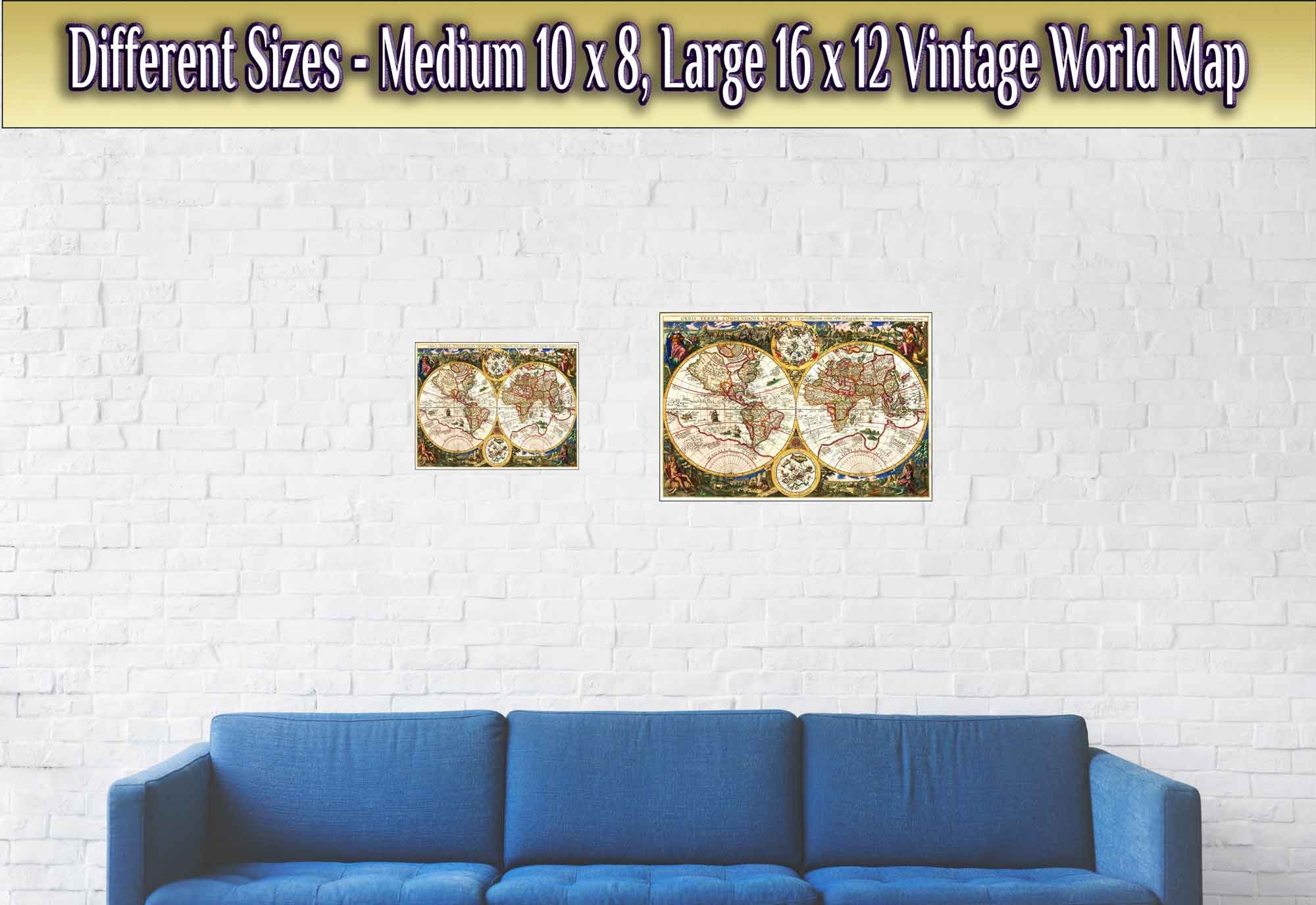 Old World Map Poster, Vintage World Map Print From 1596, Orbis Terrae Compendiosa, Johannes Baptista Vrients - WallArtPrints4U