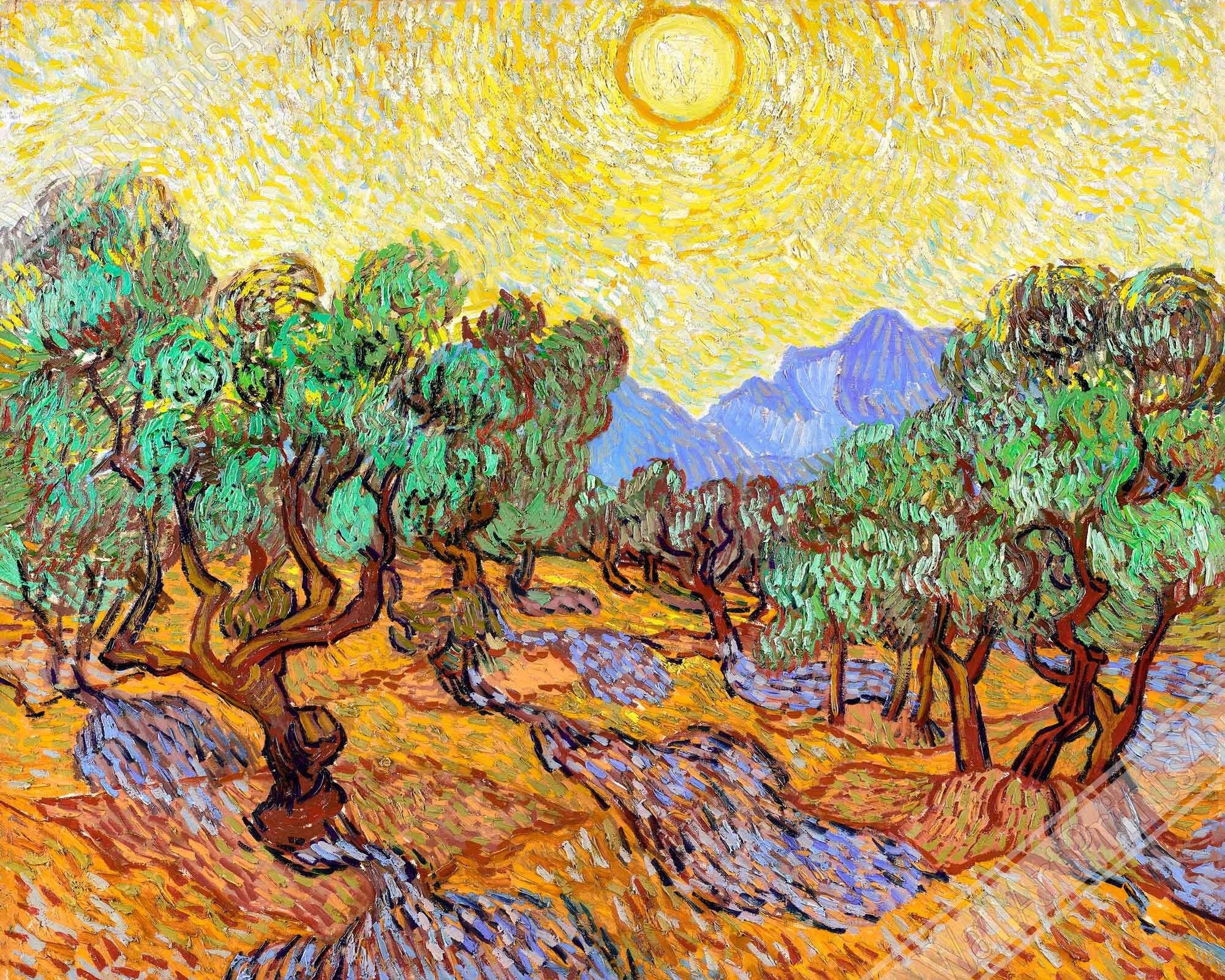 Olive Trees Poster Print, Vincent Van Gogh 1889 Vintage Fall Tree Poster - WallArtPrints4U