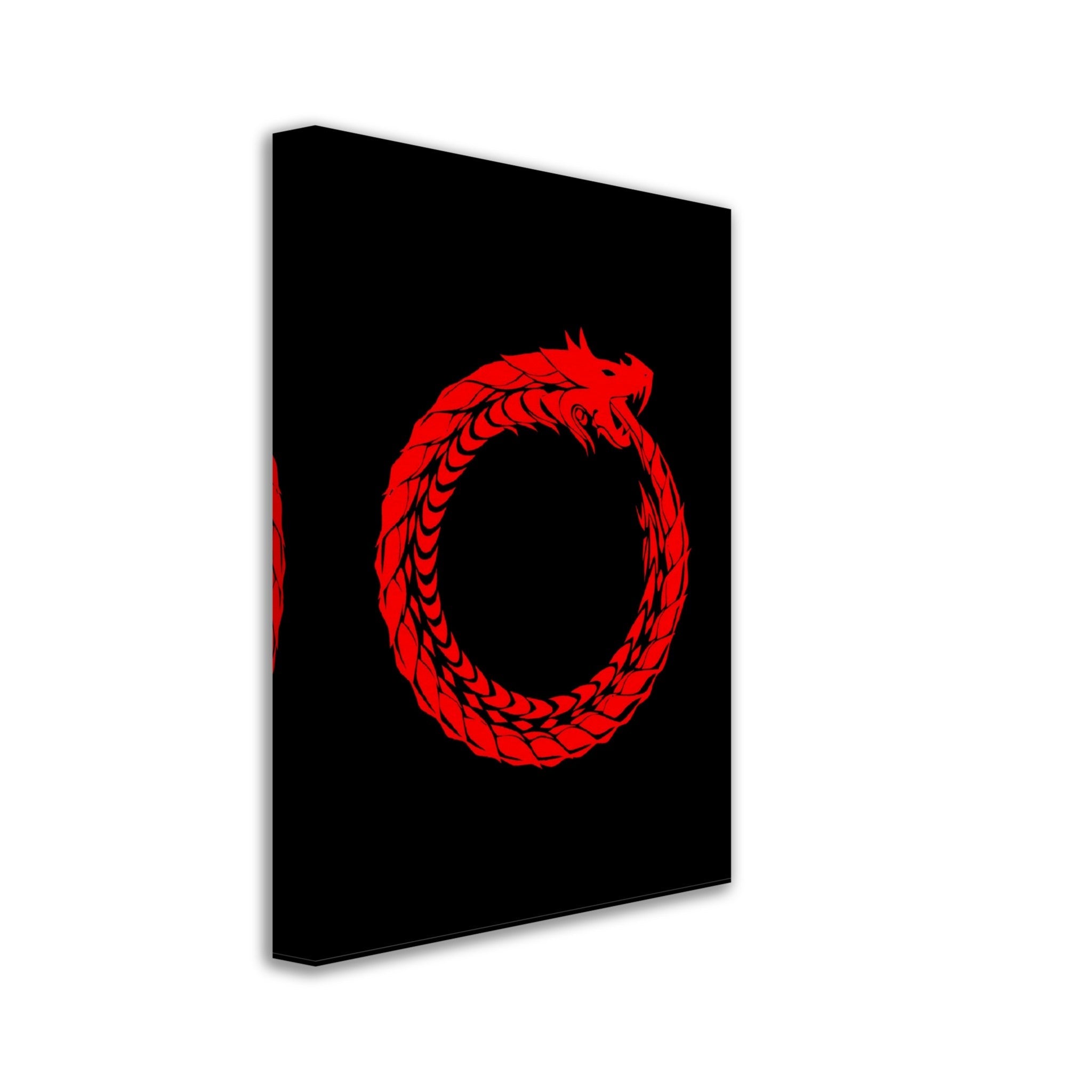 Ouroboros Canvas - World Snake Canvas Red - Uroboros Canvas Print Red On Black - WallArtPrints4U
