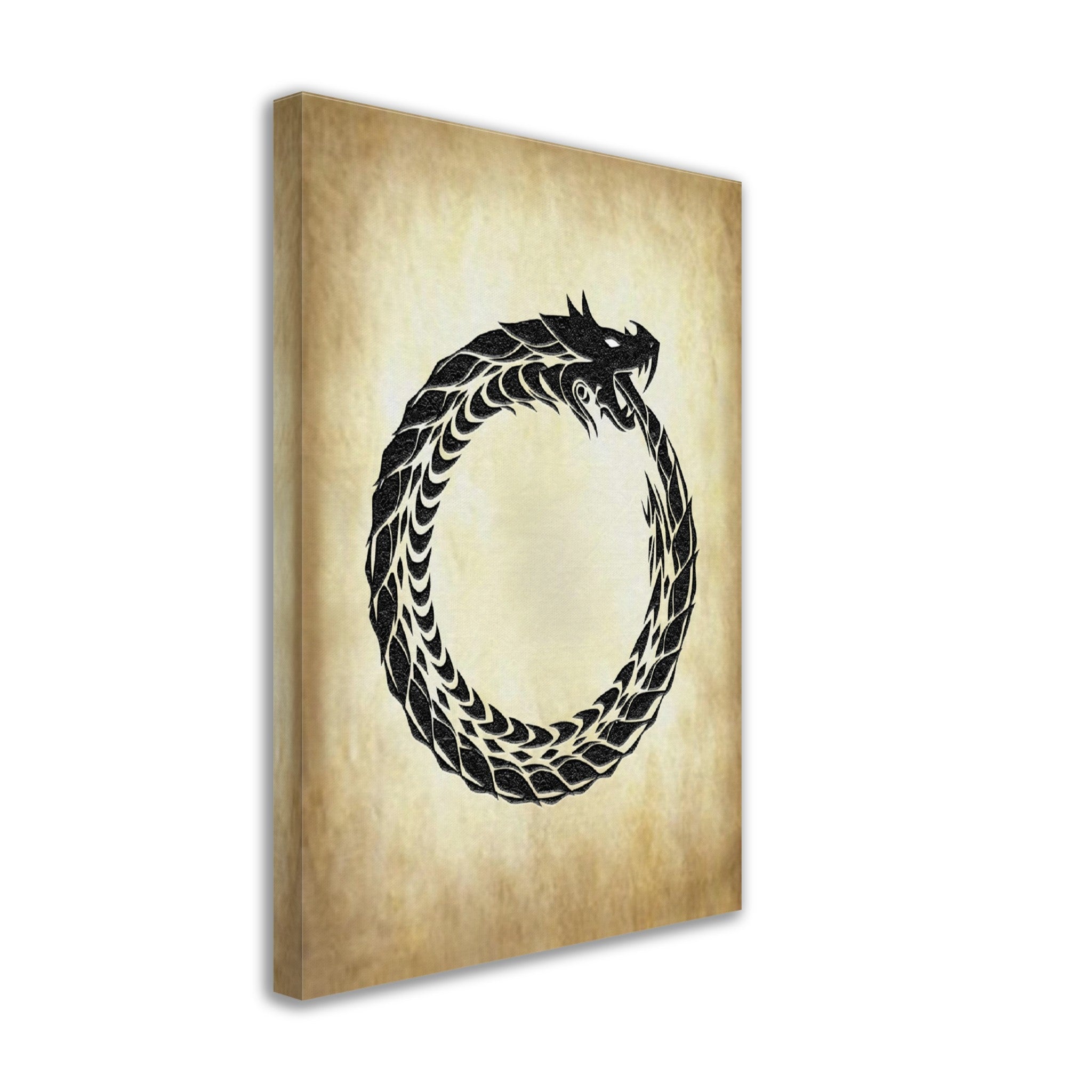 Ouroboros Canvas - World Snake Canvas - Uroboros Canvas Print Aged Parchment - WallArtPrints4U