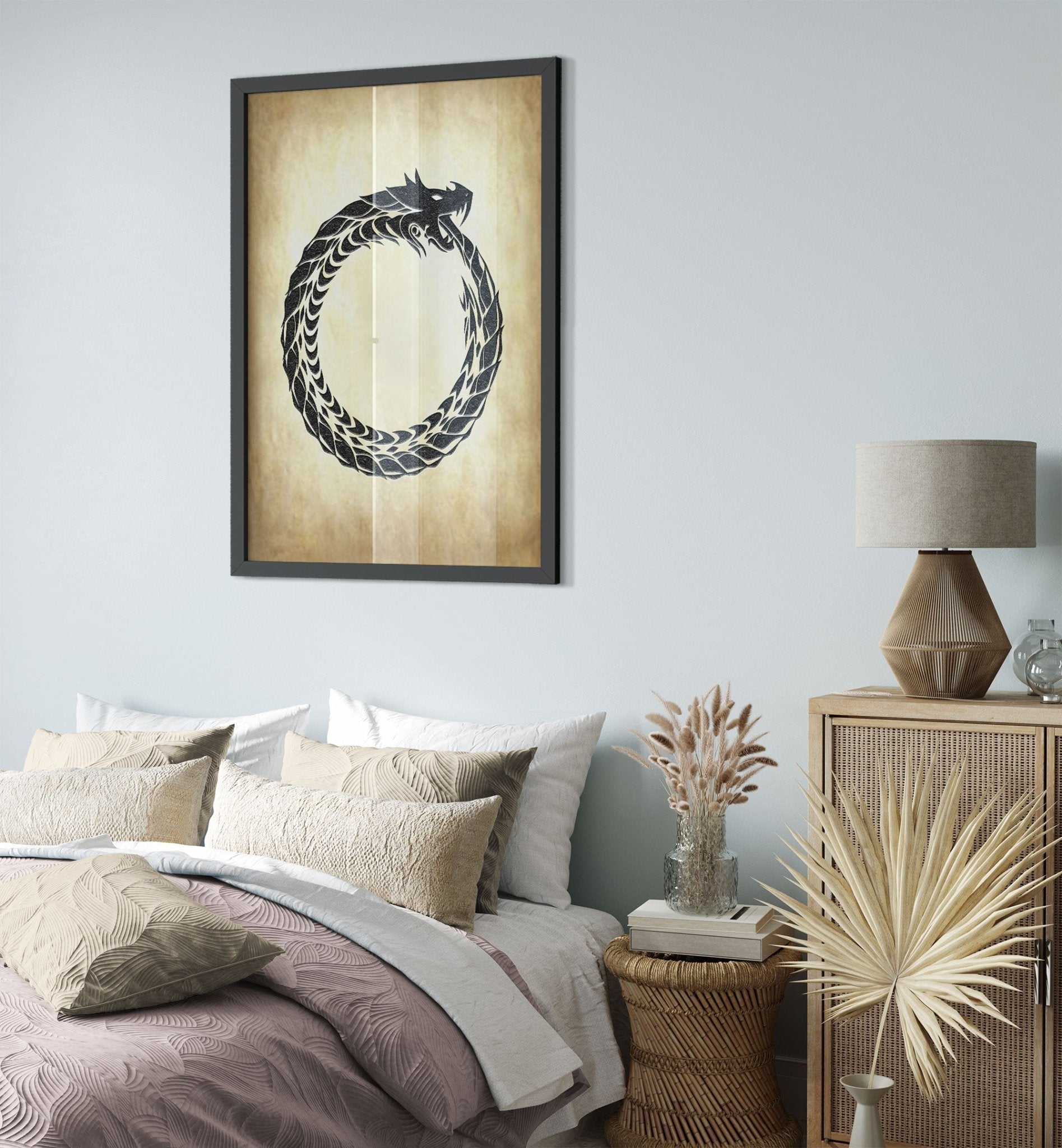 Ouroboros Framed - World Snake Framed - Uroboros Framed Print Aged Parchment UK, EU, USA, AUS Domestic Shipping - WallArtPrints4U