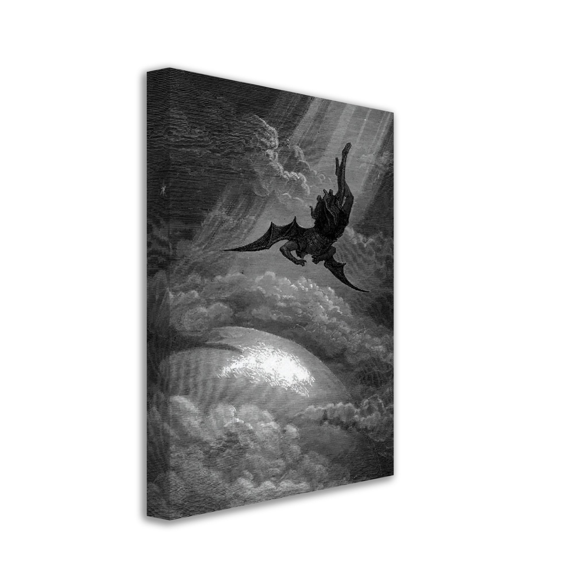 Paradise Lost Canvas, Lucifer Cast From Heaven, Gustav Dore Canvas - Paradise Lost Illustration Canvas Print - WallArtPrints4U
