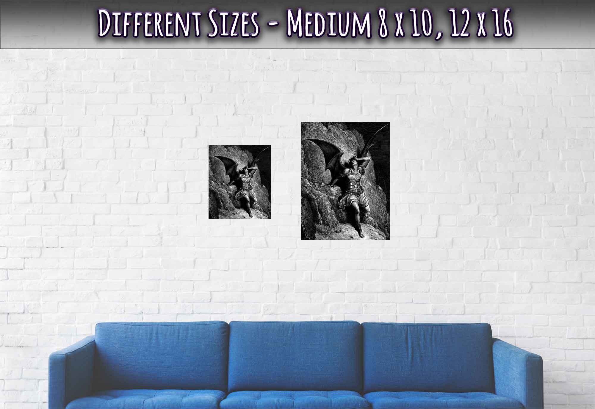 Paradise Lost Poster, Lucifer'S Descent Into Satan, Gustav Dore Poster - Paradise Lost Illustration Print - WallArtPrints4U