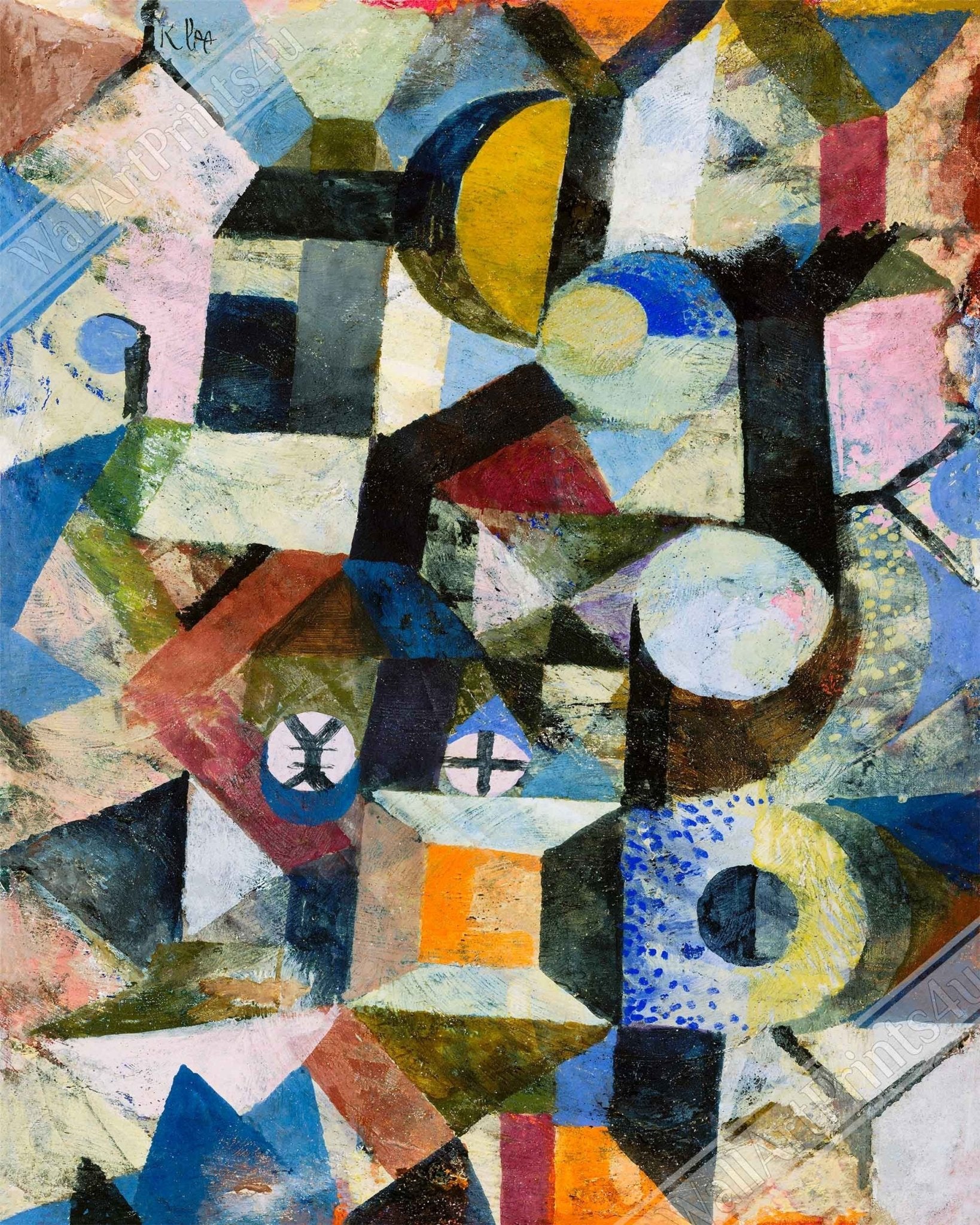 Paul Klee Yellow Half Moon And The Y Canvas Print, Abstract Art Canvas, Paul Klee Canvass - WallArtPrints4U