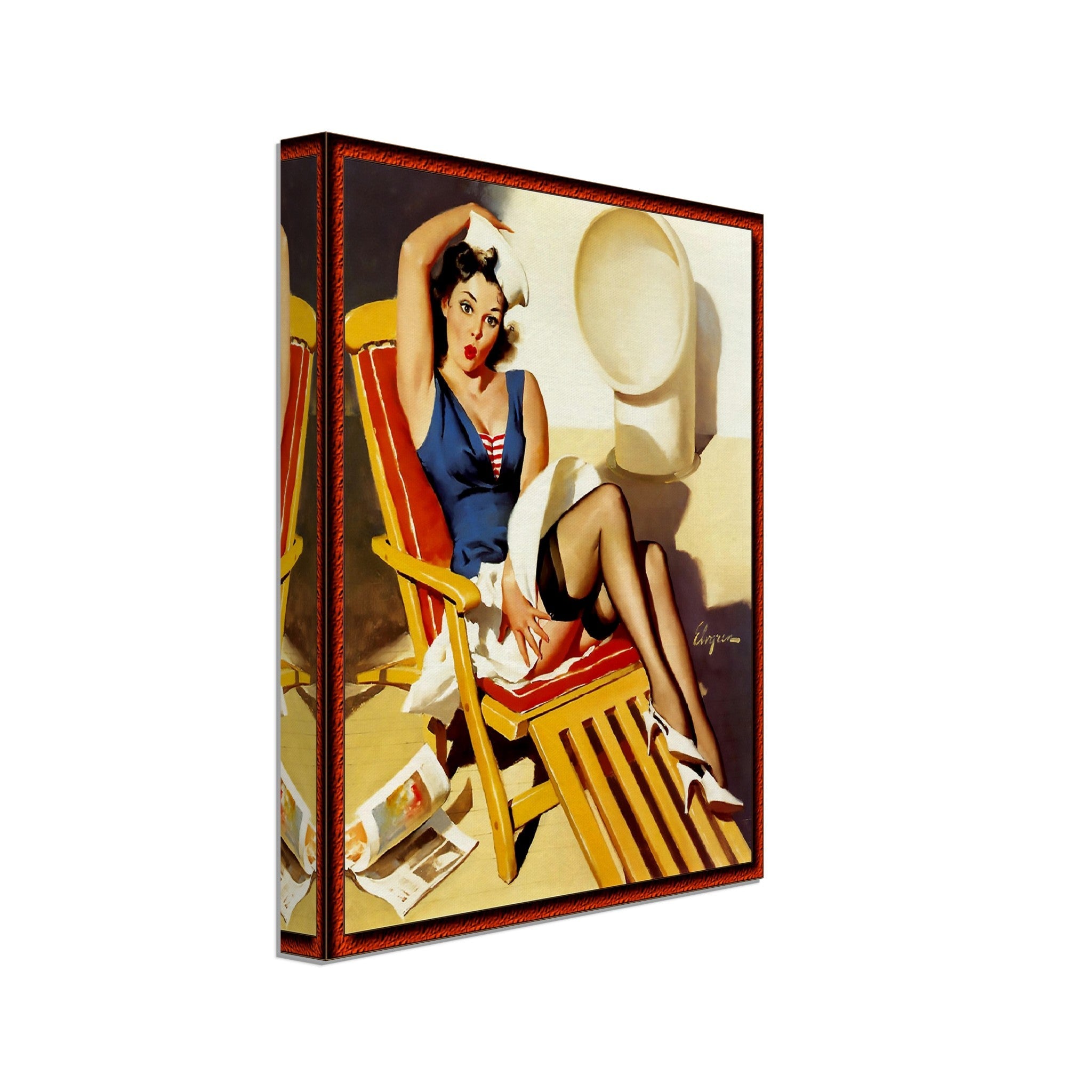 Pin Up Canvas, Gil Elvgren, Deck Chair Pin Up - Vintage Art - Retro Pin Up Girl Canvas Print - Late 1940'S - 1950'S - WallArtPrints4U