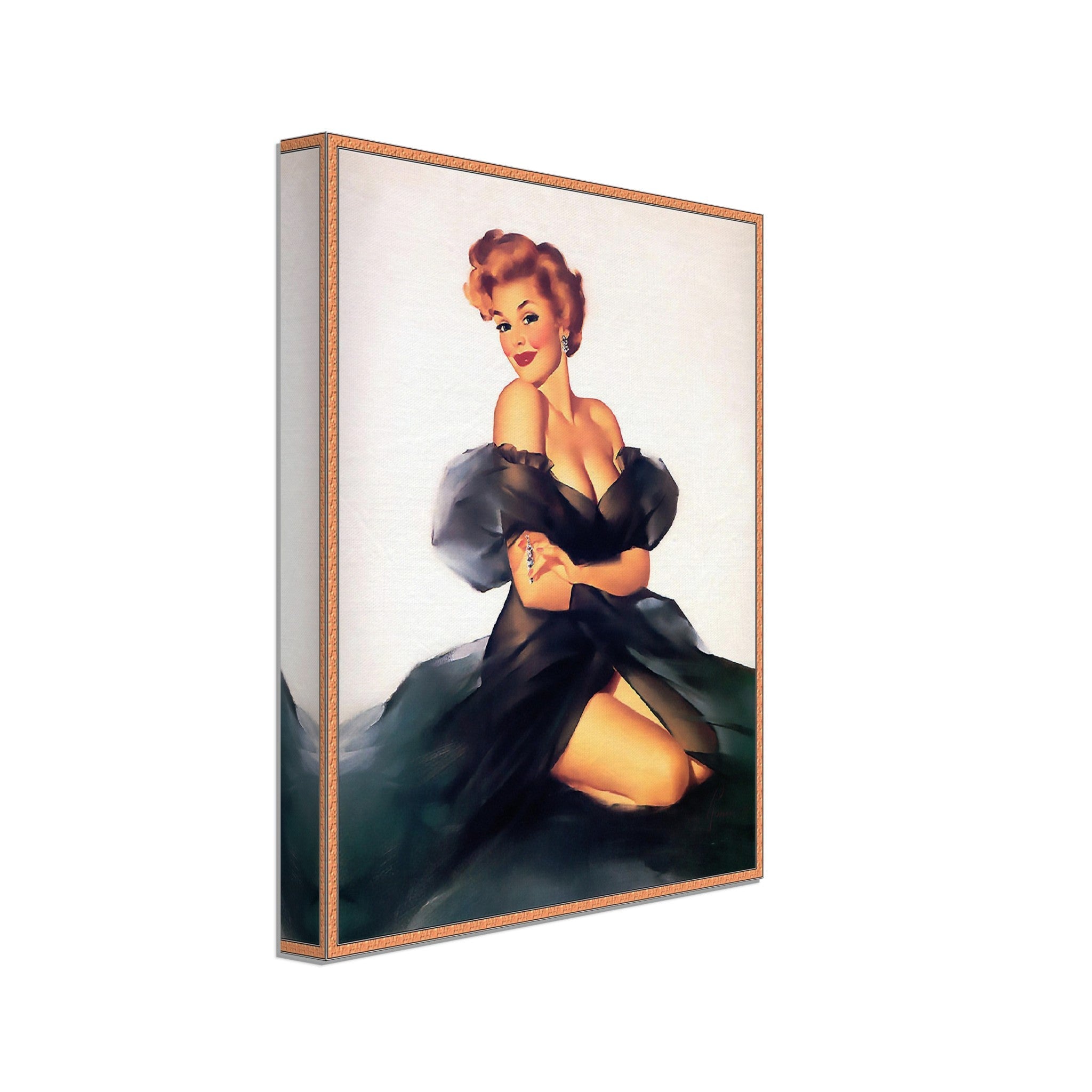 Pin Up Girl Canvas, Little Black Dress, Edward Runci - Vintage Art - Retro Pin Up Girl Canvas Print - Late 1940's - 1950's - WallArtPrints4U