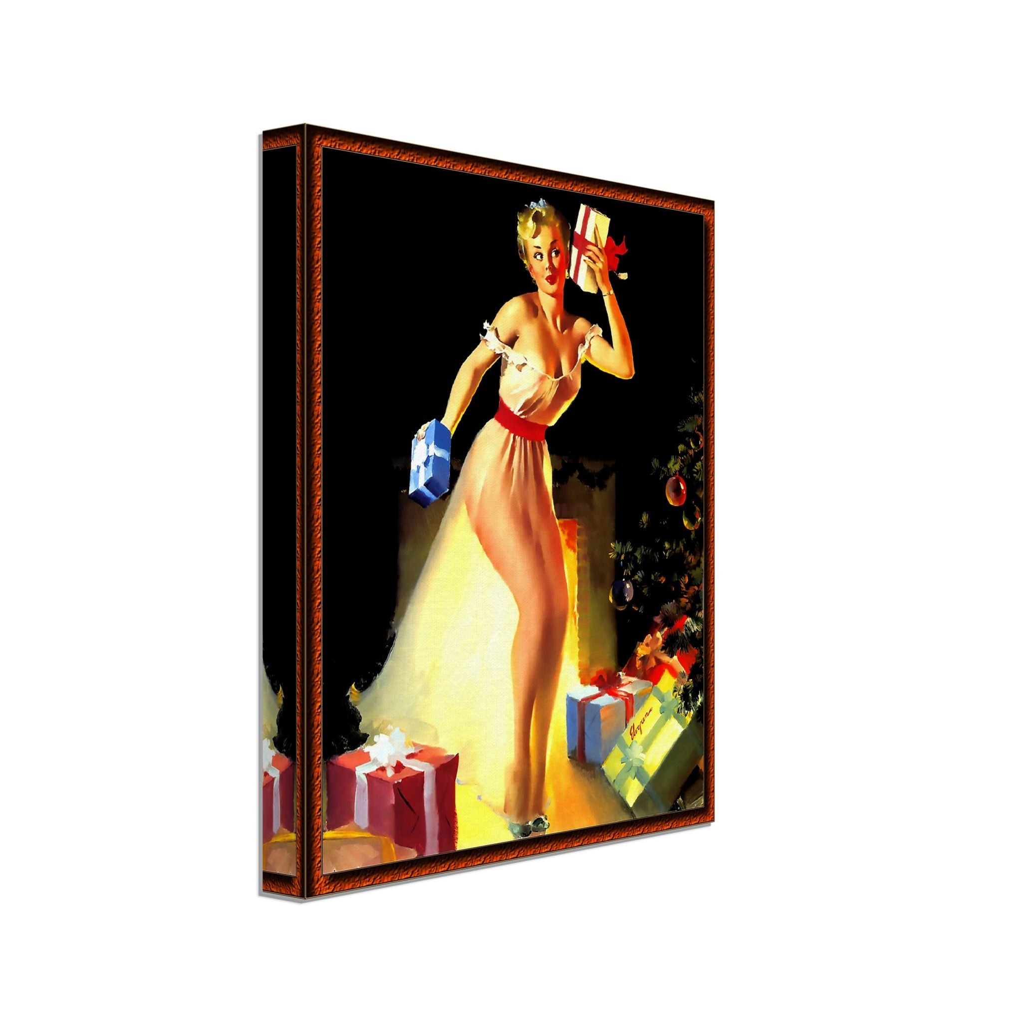 Pin Up Girl Canvas, Xmas Presents, Gil Elvgren- Vintage Art - Retro Pin Up Girl Canvas Print - Late 1940'S - 1950'S - WallArtPrints4U