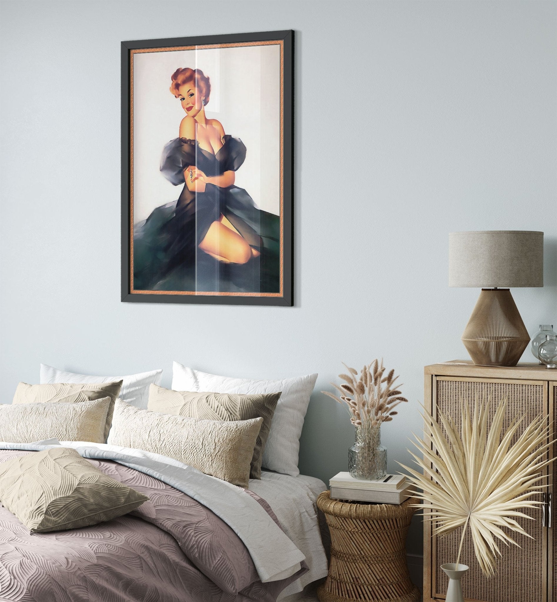 Pin Up Girl Framed, Little Black Dress, Edward Runci - Vintage Art - Retro Pin Up Girl Framed Print - Late 1940's - 1950's - WallArtPrints4U