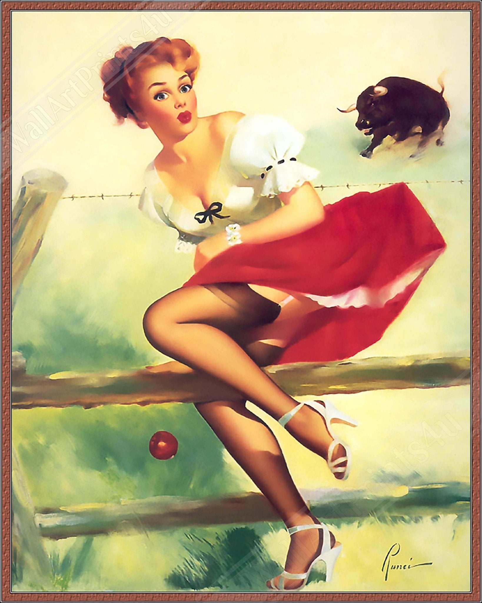 Pin Up Girl Framed, Vintage Pin Up - The Escape - Retro Pin Up Girl Framed Print- Edward Runci, - Late 1940'S - 1950'S - WallArtPrints4U