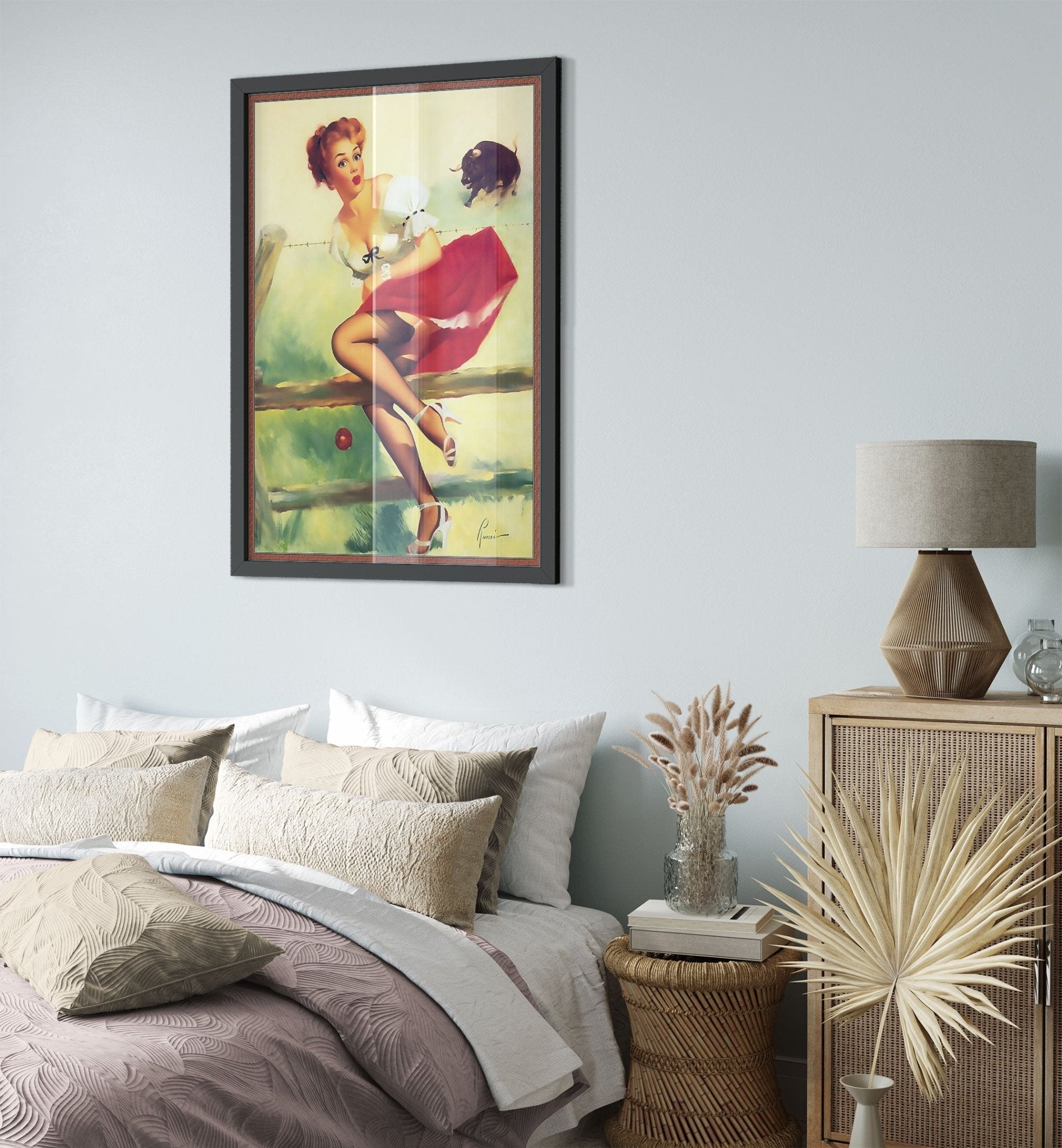 Pin Up Girl Framed, Vintage Pin Up - The Escape - Retro Pin Up Girl Framed Print- Edward Runci, - Late 1940'S - 1950'S - WallArtPrints4U