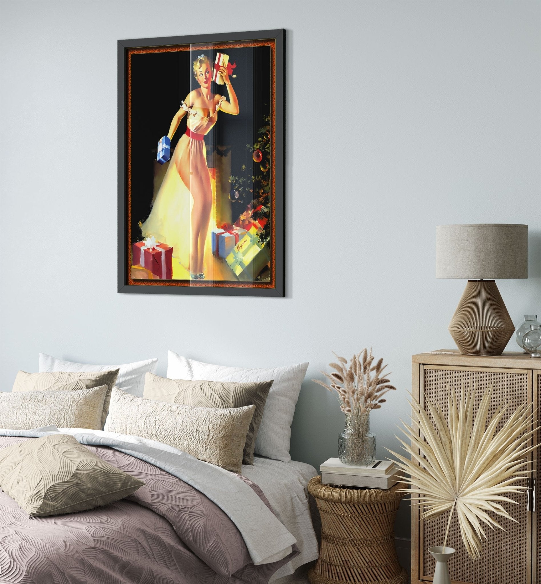 Pin Up Girl Framed, Xmas Presents, Gil Elvgren- Vintage Art - Retro Pin Up Girl Framed Print - Late 1940'S - 1950'S - WallArtPrints4U