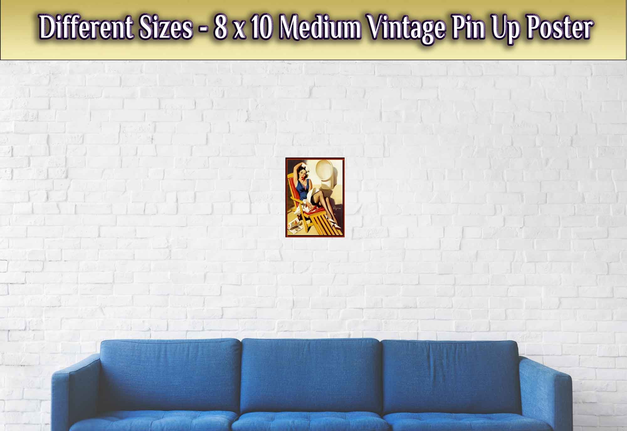 Pin Up Poster, Gil Elvgren, Deck Chair Pin Up - Vintage Art - Retro Pin Up Girl Print - Late 1940'S - 1950'S - WallArtPrints4U
