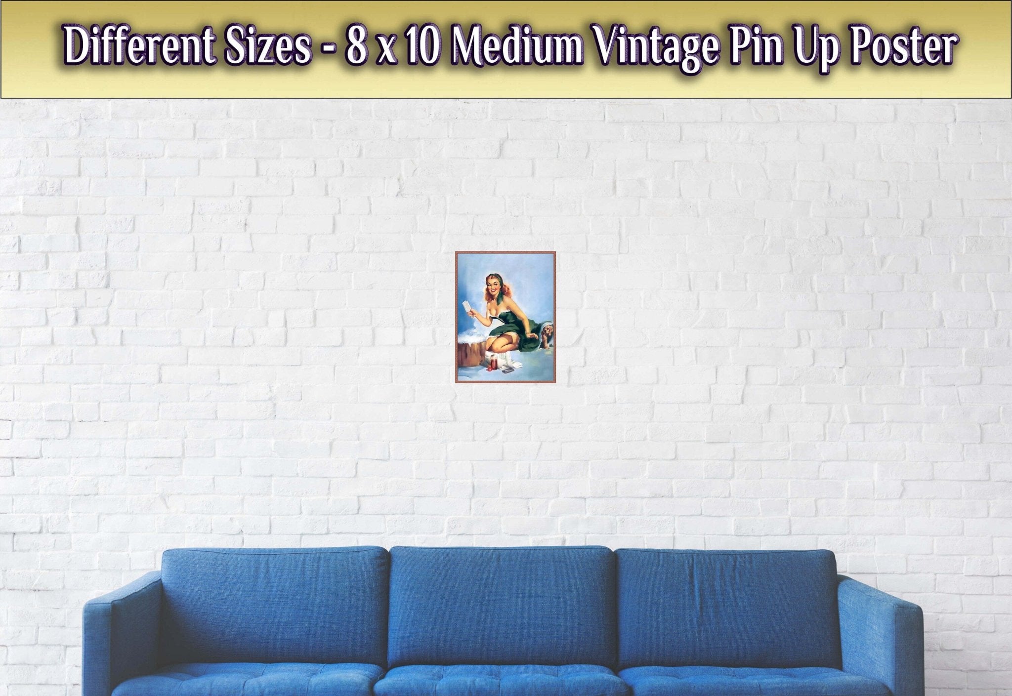 Pin Up Poster, Pin Up Girl Green Dress Puppy, Edward Runci - Vintage Art - Retro Pin Up Girl Print - Late 1940'S - 1950'S - WallArtPrints4U