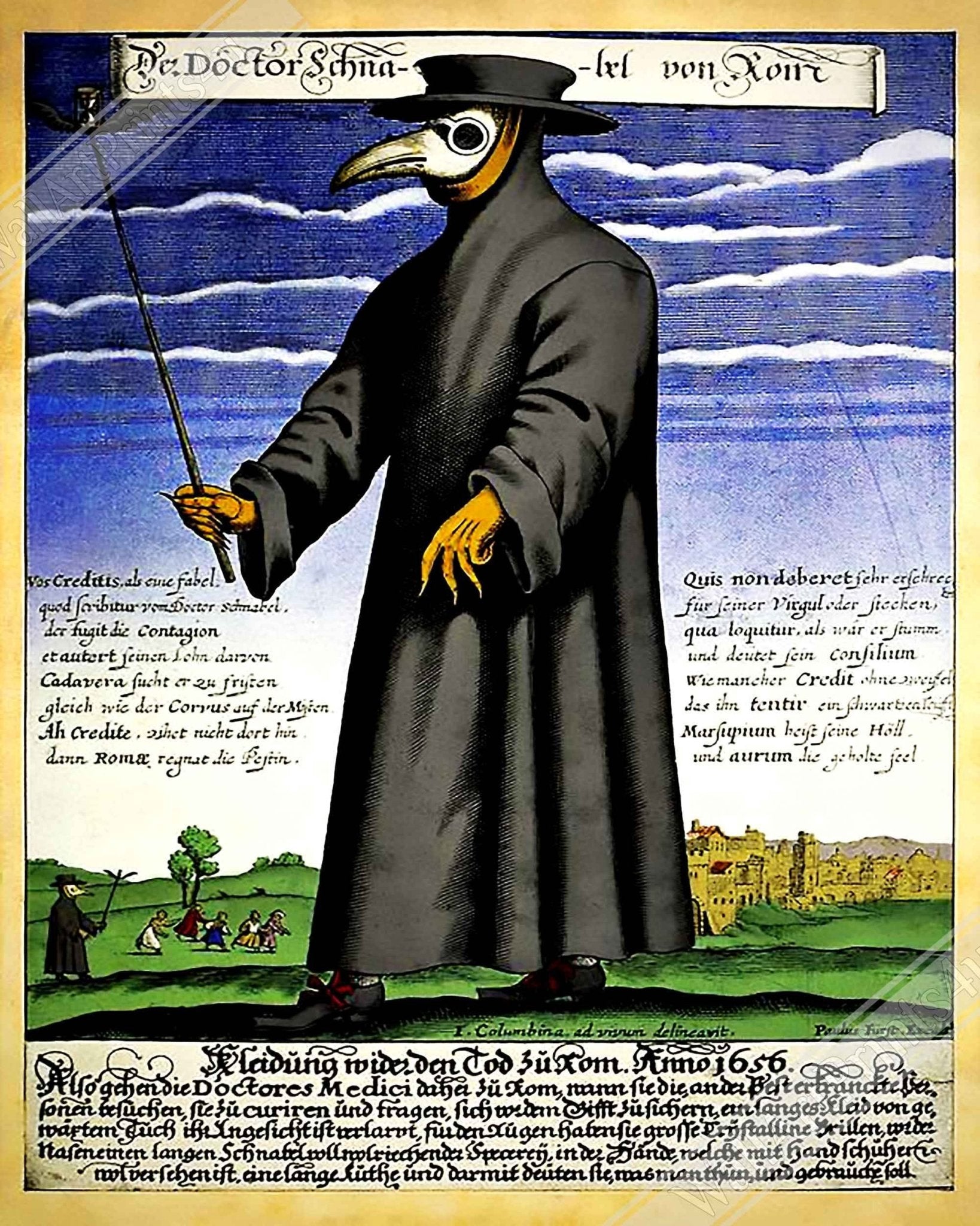 Plague Doctor Poster - Plague Doctor Print - Dr Beak Circa 1660 - WallArtPrints4U