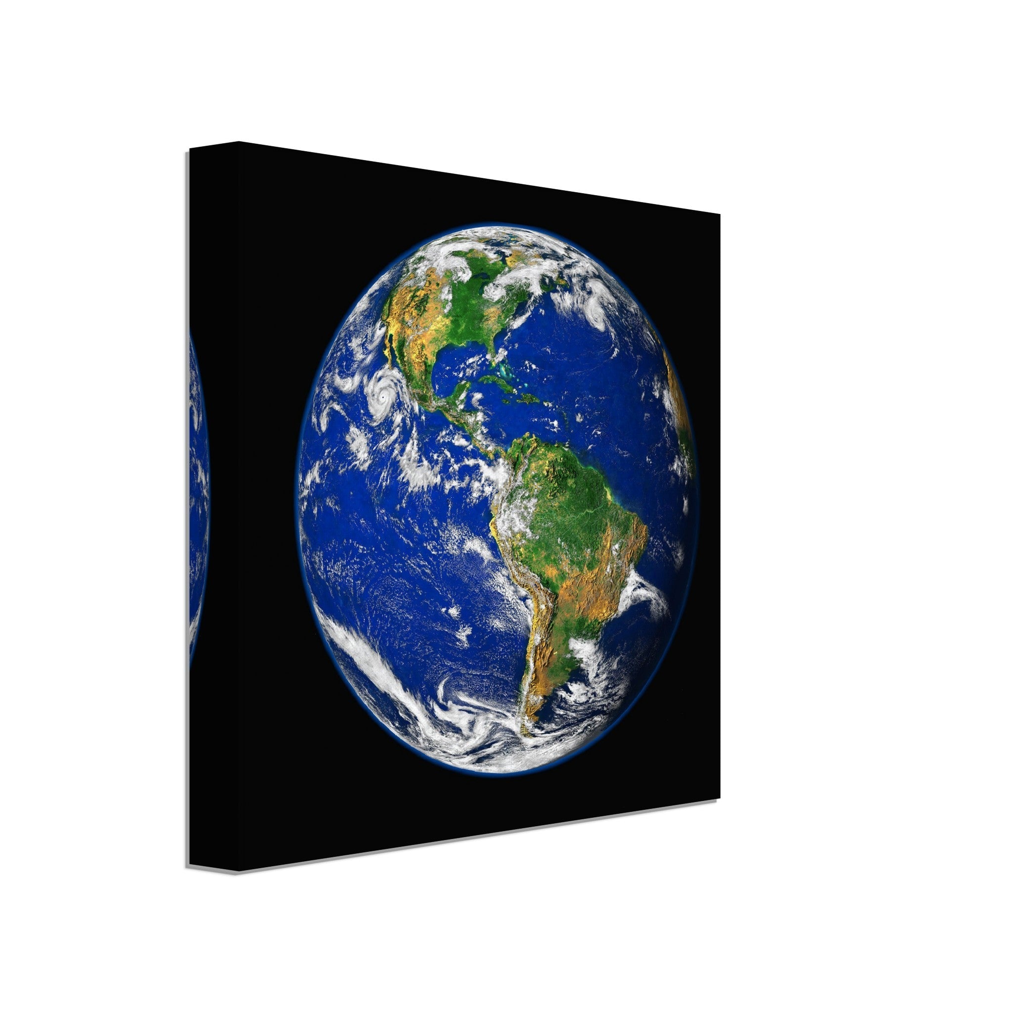Planet Earth Canvas - Planet Earth Canvas Print With Hurricane Showing North And South American Continents. - WallArtPrints4U