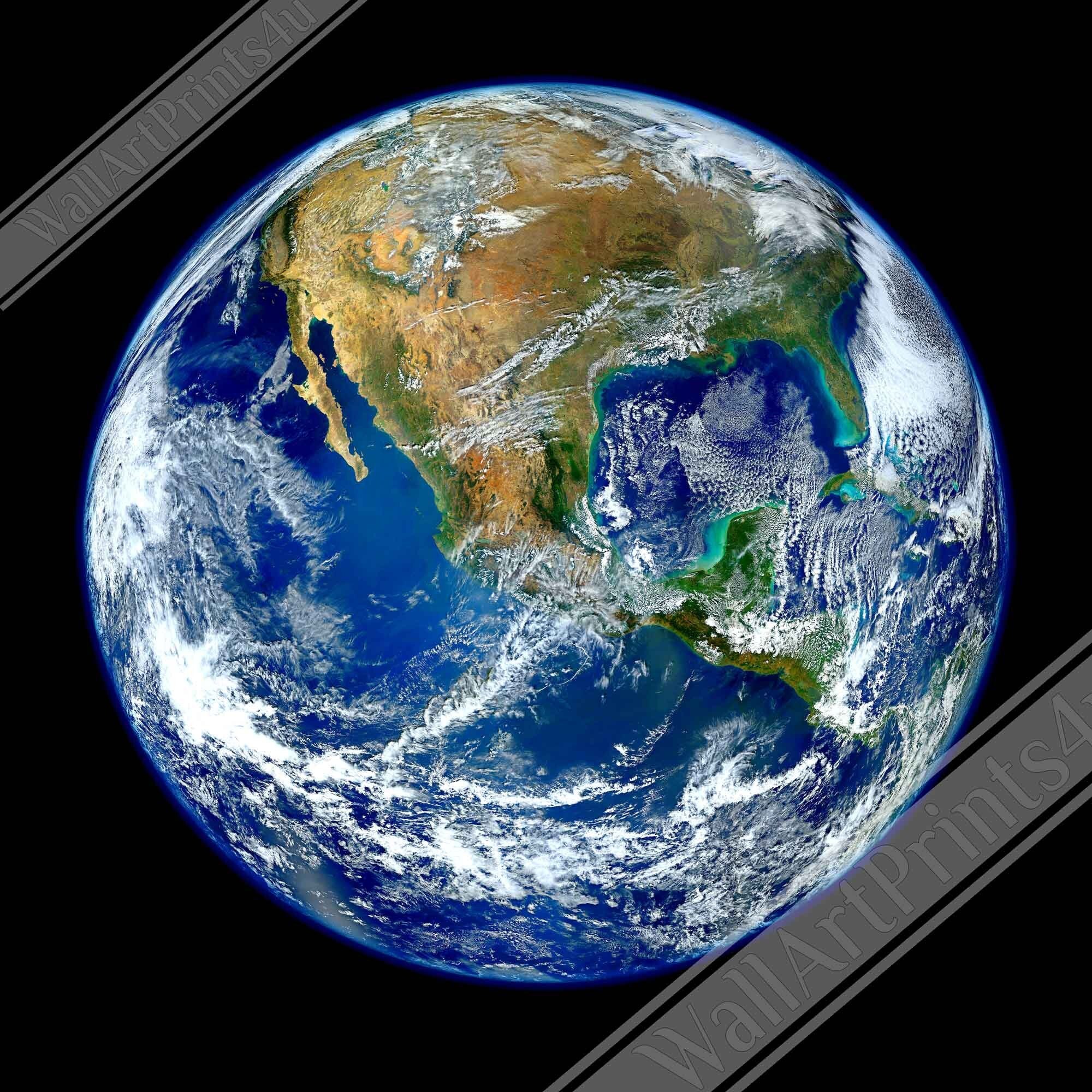 Planet Earth Framed - Planet Earth Framed Print North America Low Orbit. - WallArtPrints4U