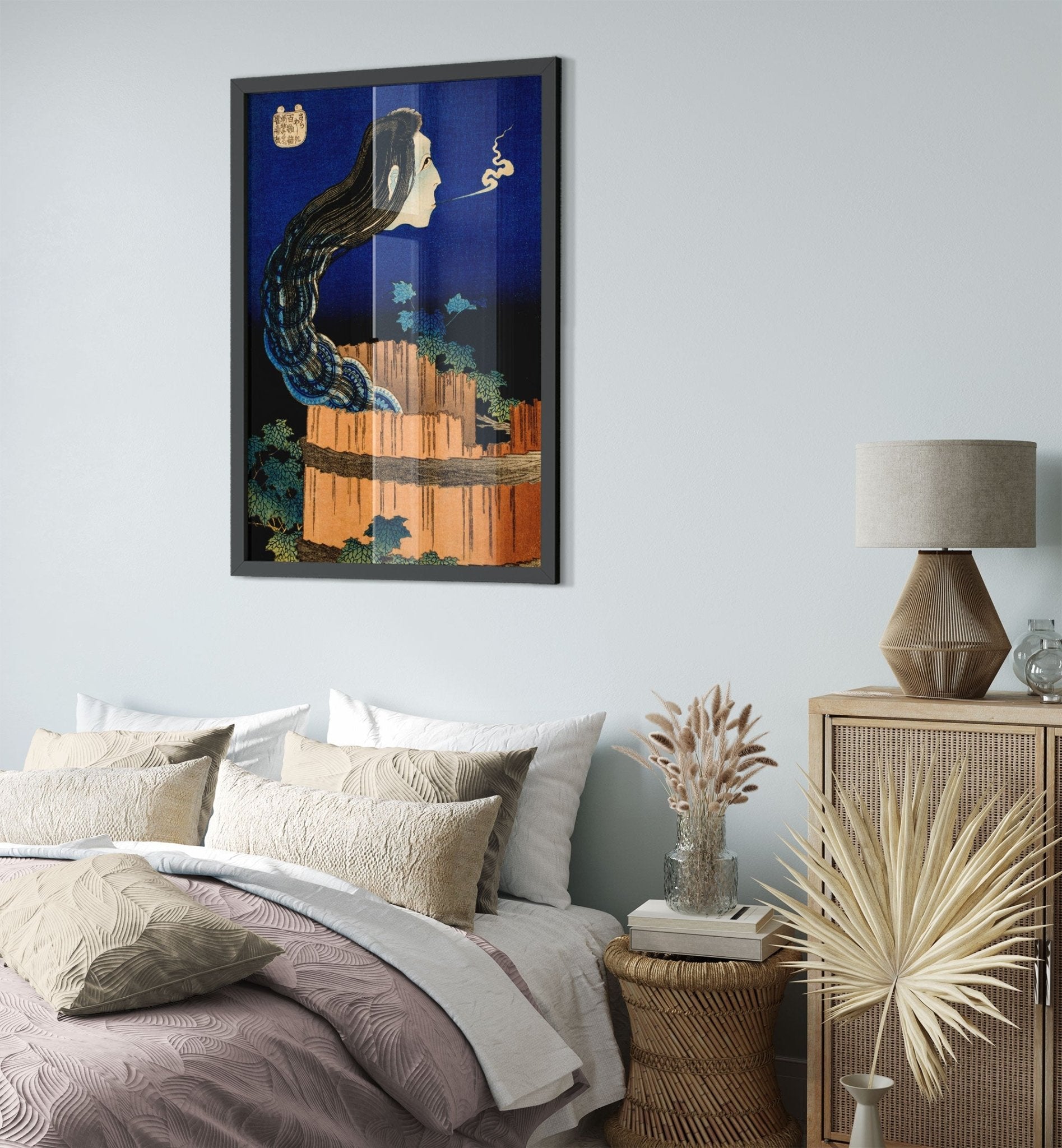 Plate Mansion Framed Print - Japanese Ghost Framed Print - Mansion Of The Plates Framed - Katsushika Hokusai UK, EU USA Domestic Shipping - WallArtPrints4U
