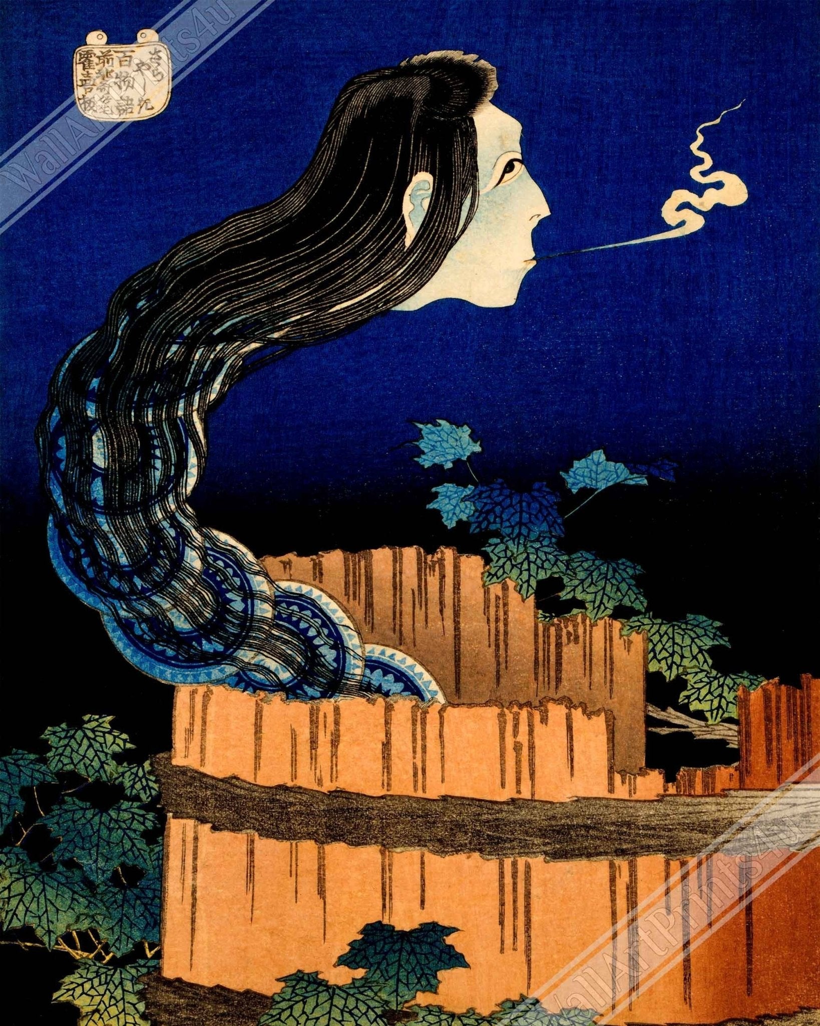 Plate Mansion Poster - Japanese Ghost Poster - Mansion Of The Plates Print - Katsushika Hokusai - WallArtPrints4U
