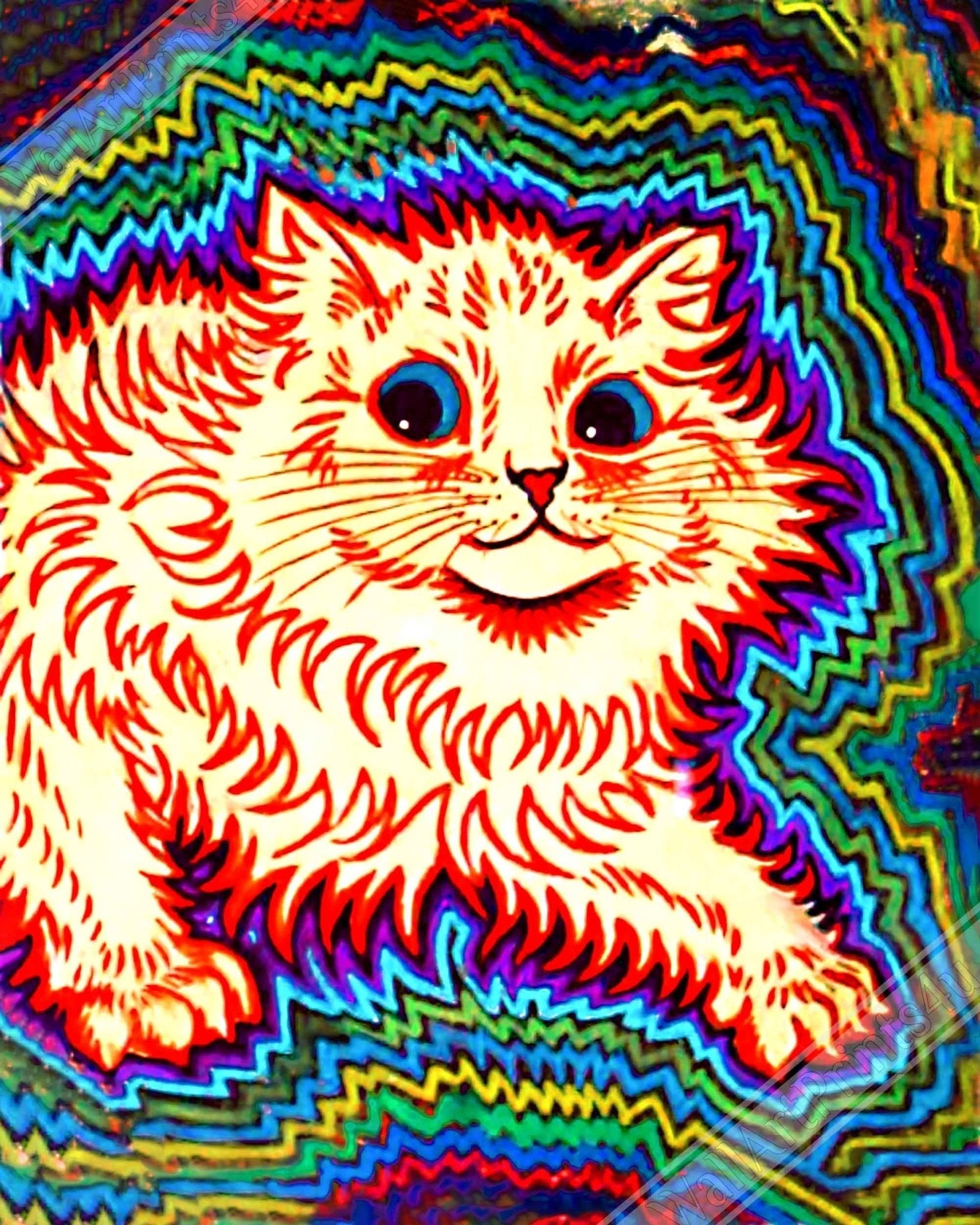 Psychedelic Cat Canvas, Louis Wain Psychedelic Cat Canvas Print - WallArtPrints4U